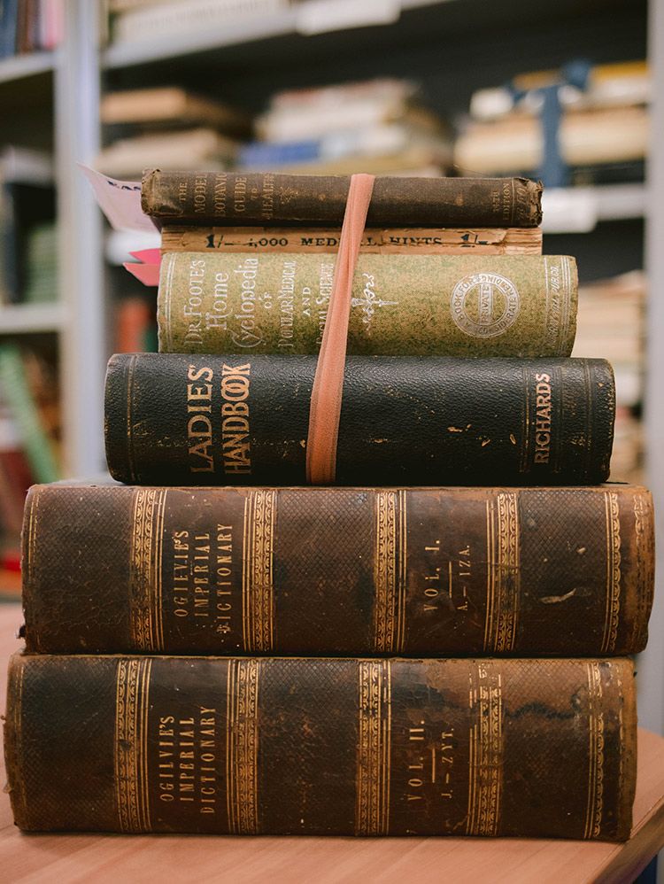 Stack of old books.