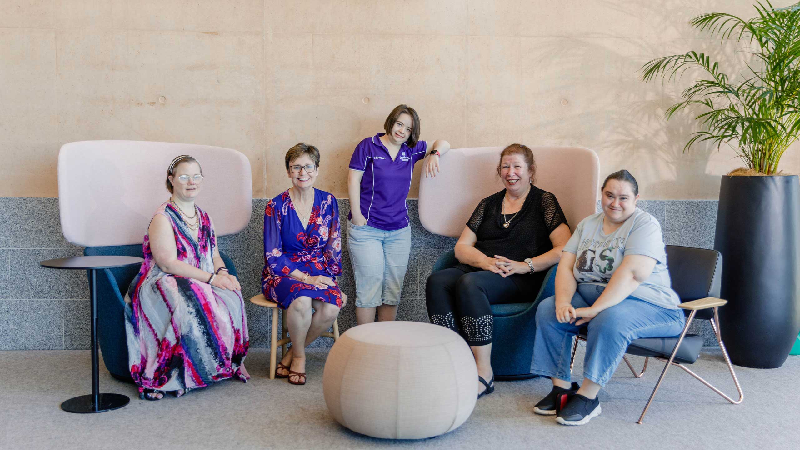 An image of Alana Pettigrew, Associate Professor Rhonda Faragher, Mia Johnston, Dr Jan Lloyd and Rebecca Flanagan.