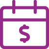 An icon of a calendar with a dollar sign on it
