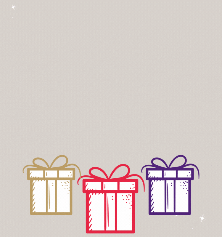 An animated image of gift boxes opening and revealing book covers by UQ alumni.