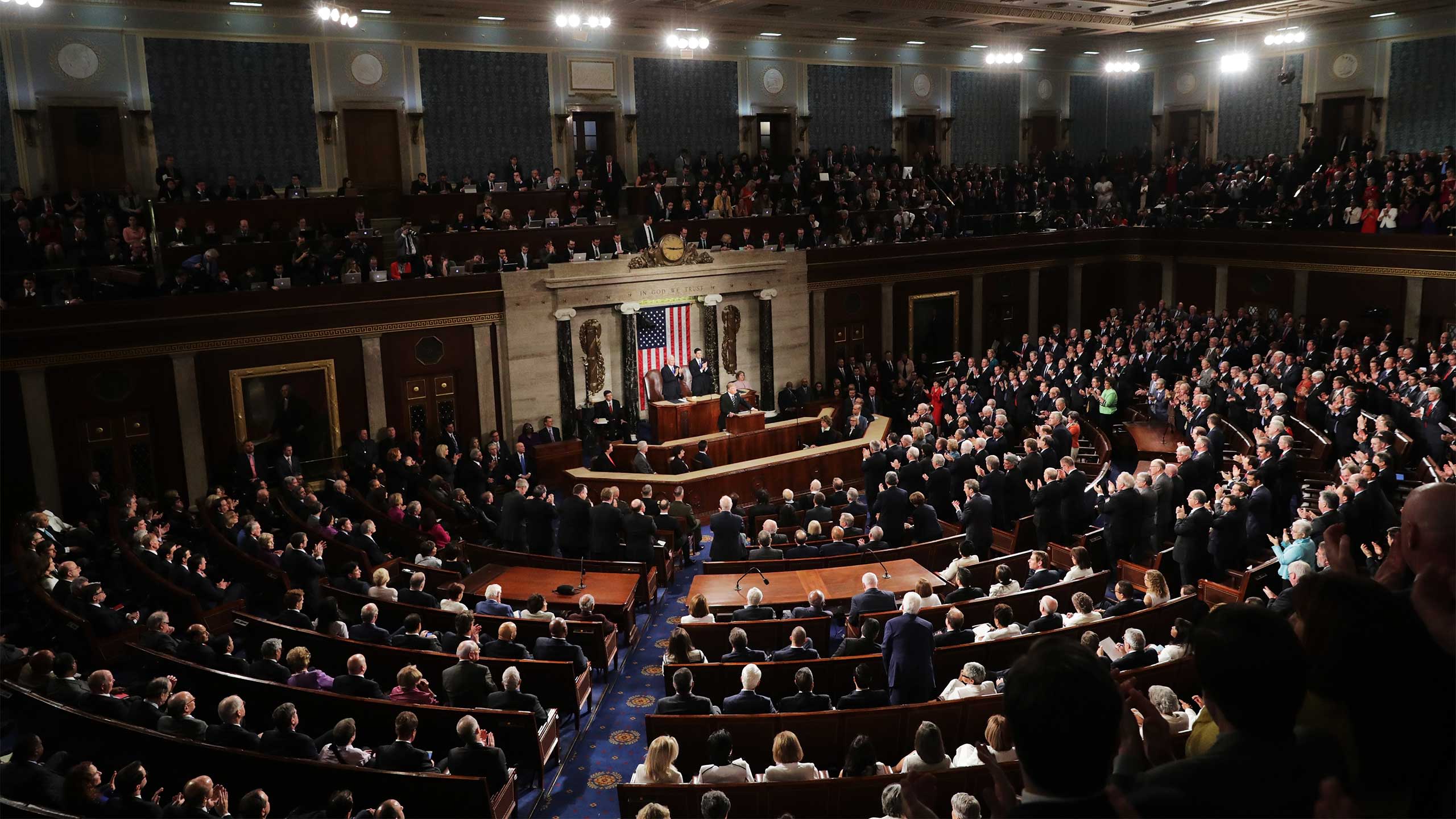An image of Donald Trump addressing the US Congress in 2017.