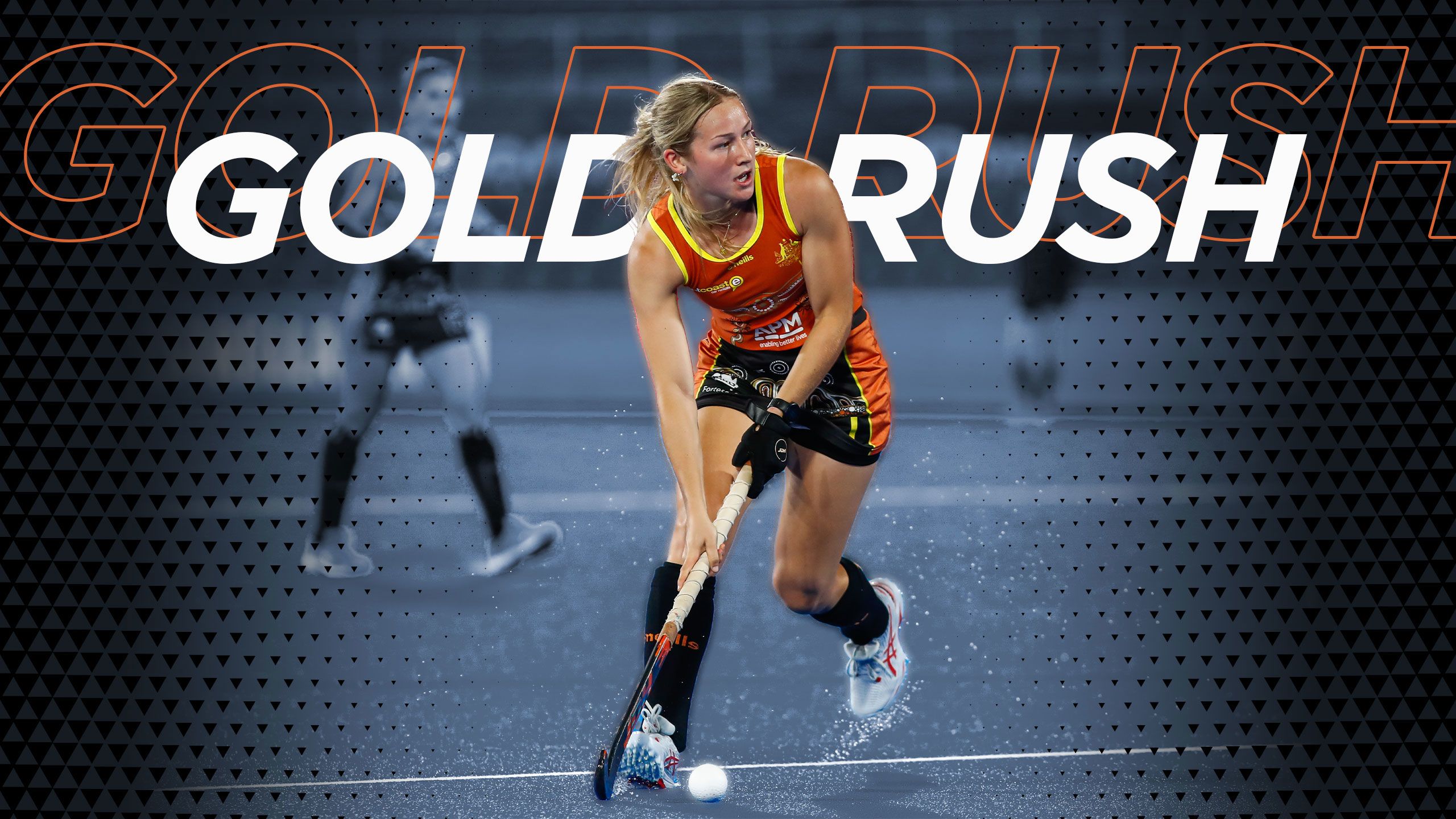 An image of UQ student Claire Colwill in action for the Hockeyroos during the FIH Hockey Women's World Cup in Spain.