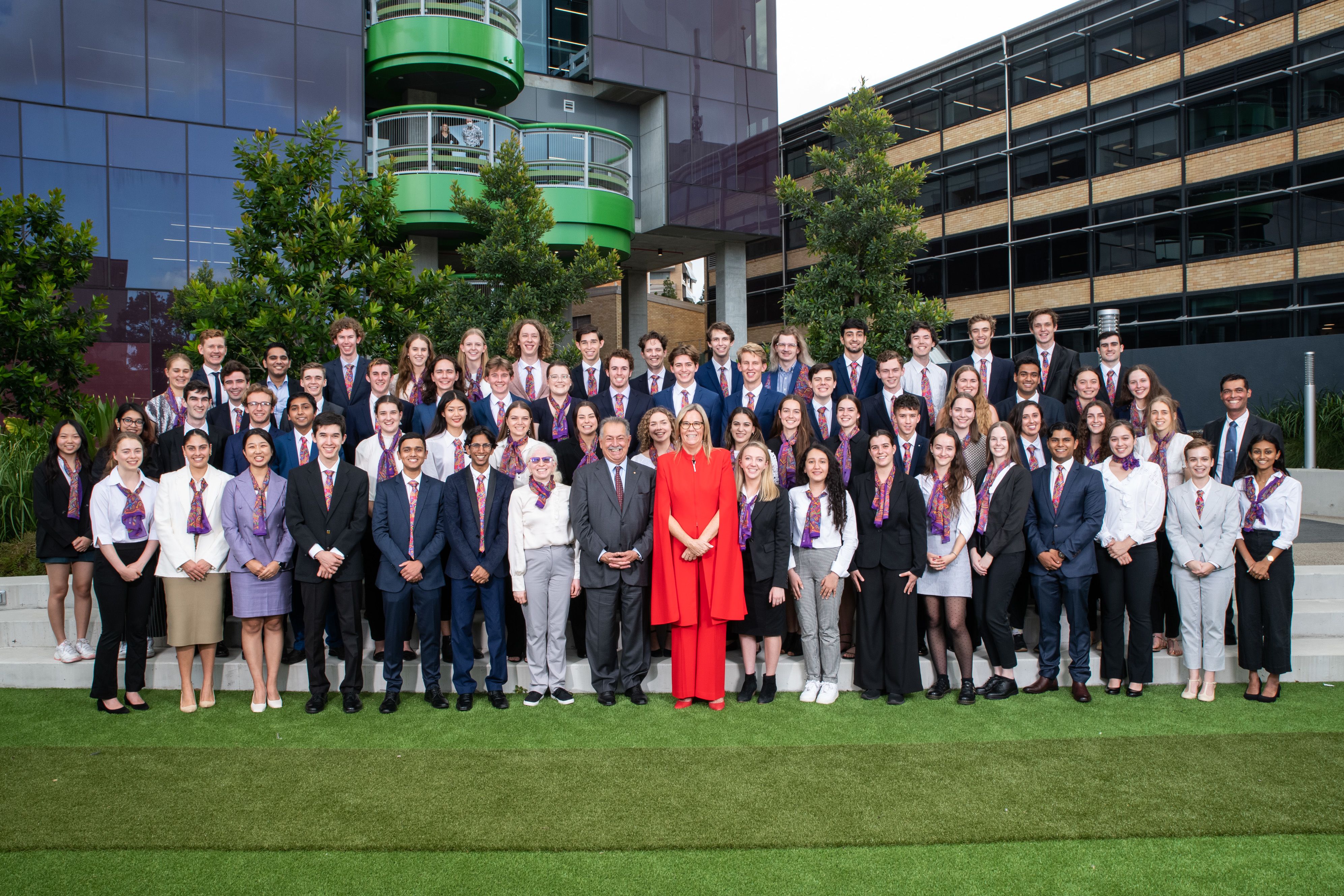 Andrew N. Liveris and a large group of staff and students