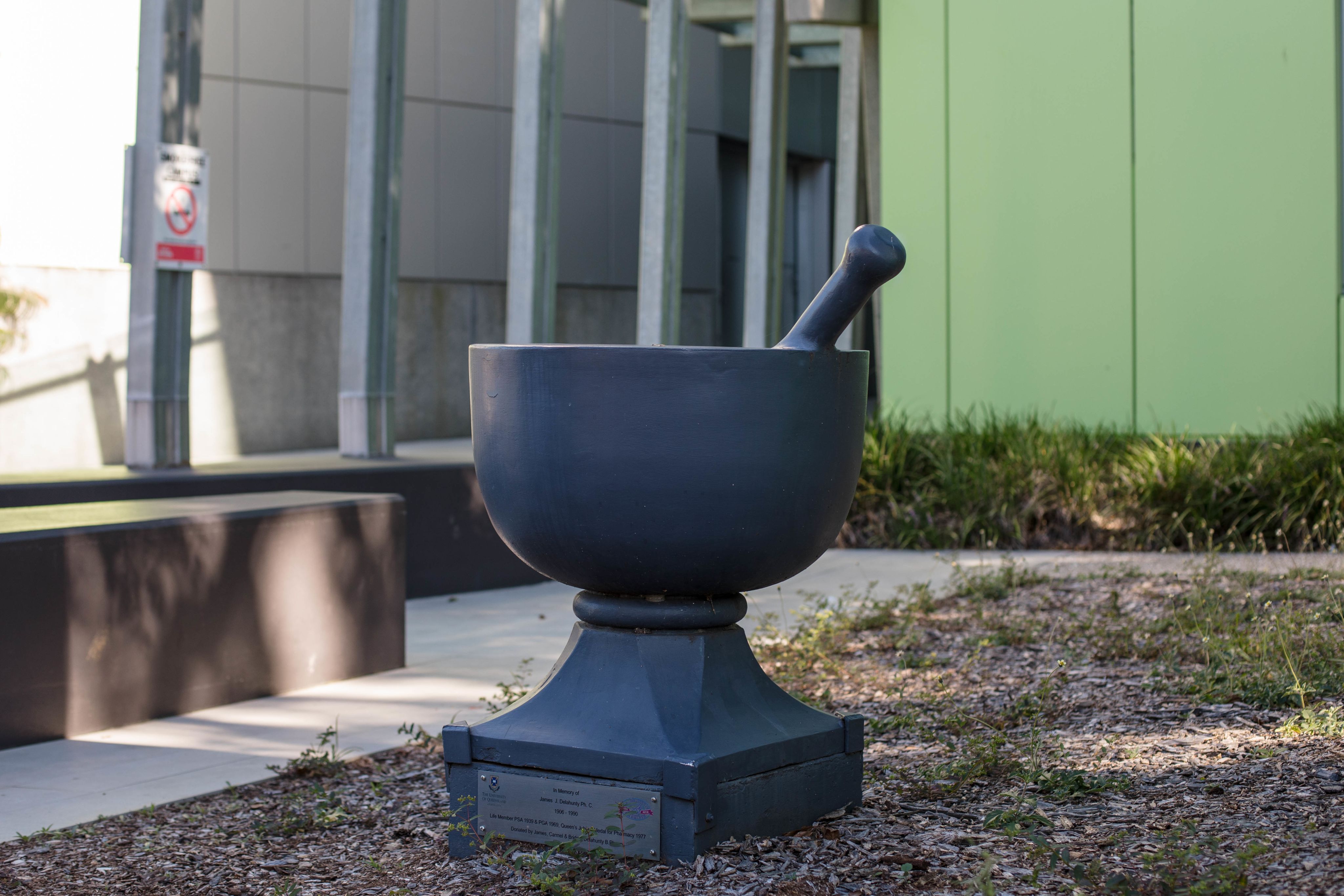 Mortar and pestle sculpture