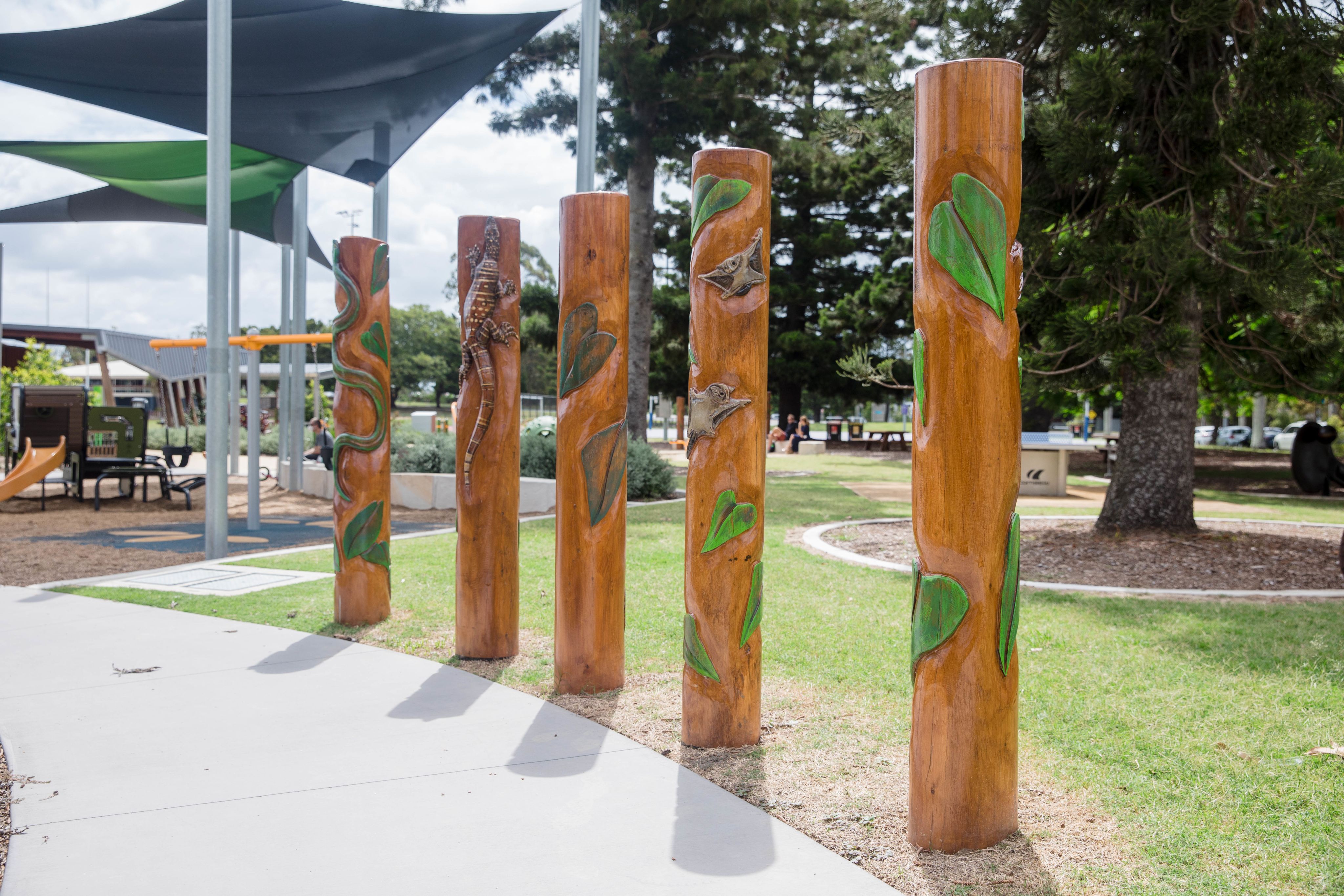 Wooden marker poles at UQ St Lucia