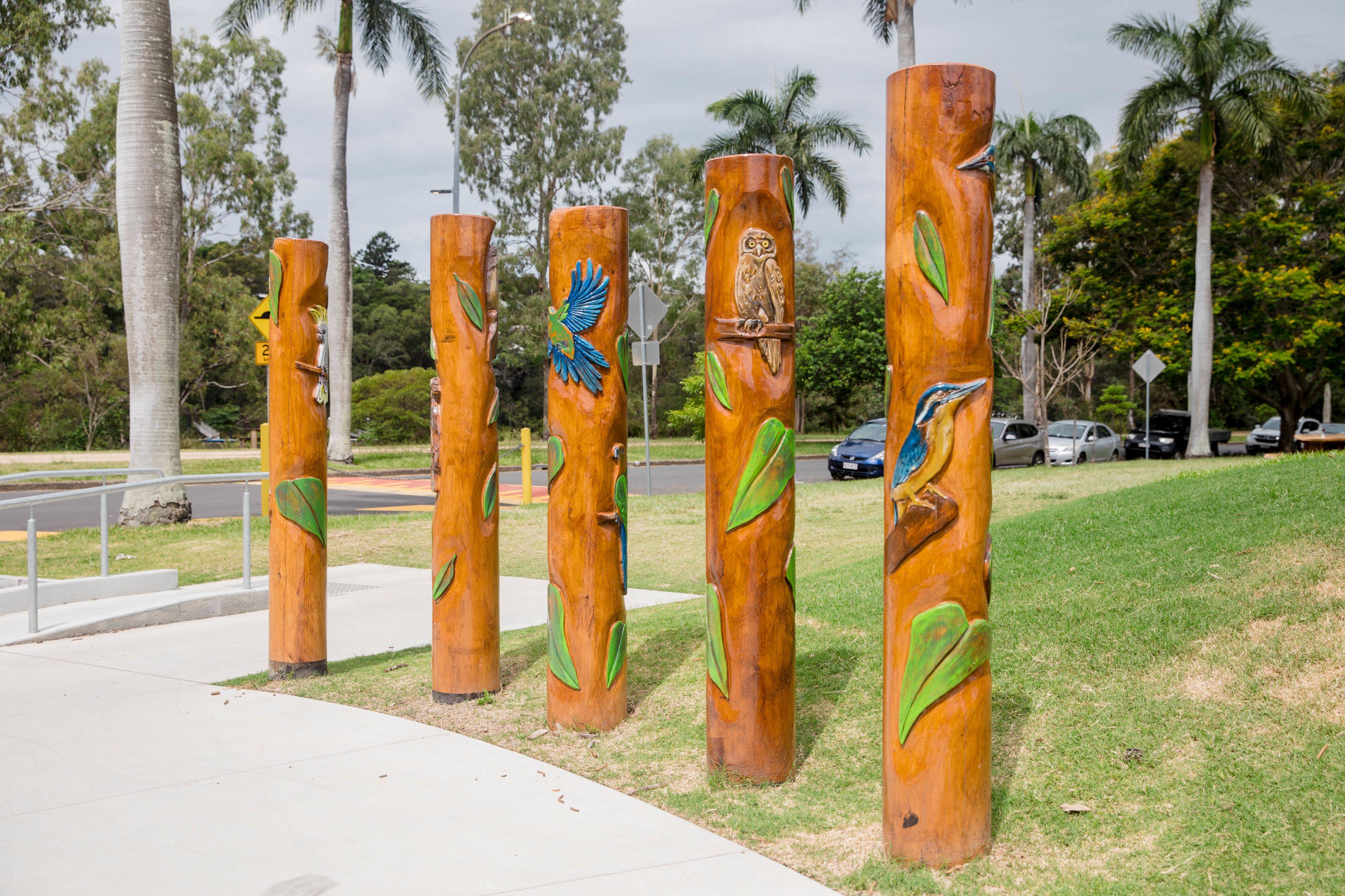 Wooden marker poles at UQ St Lucia