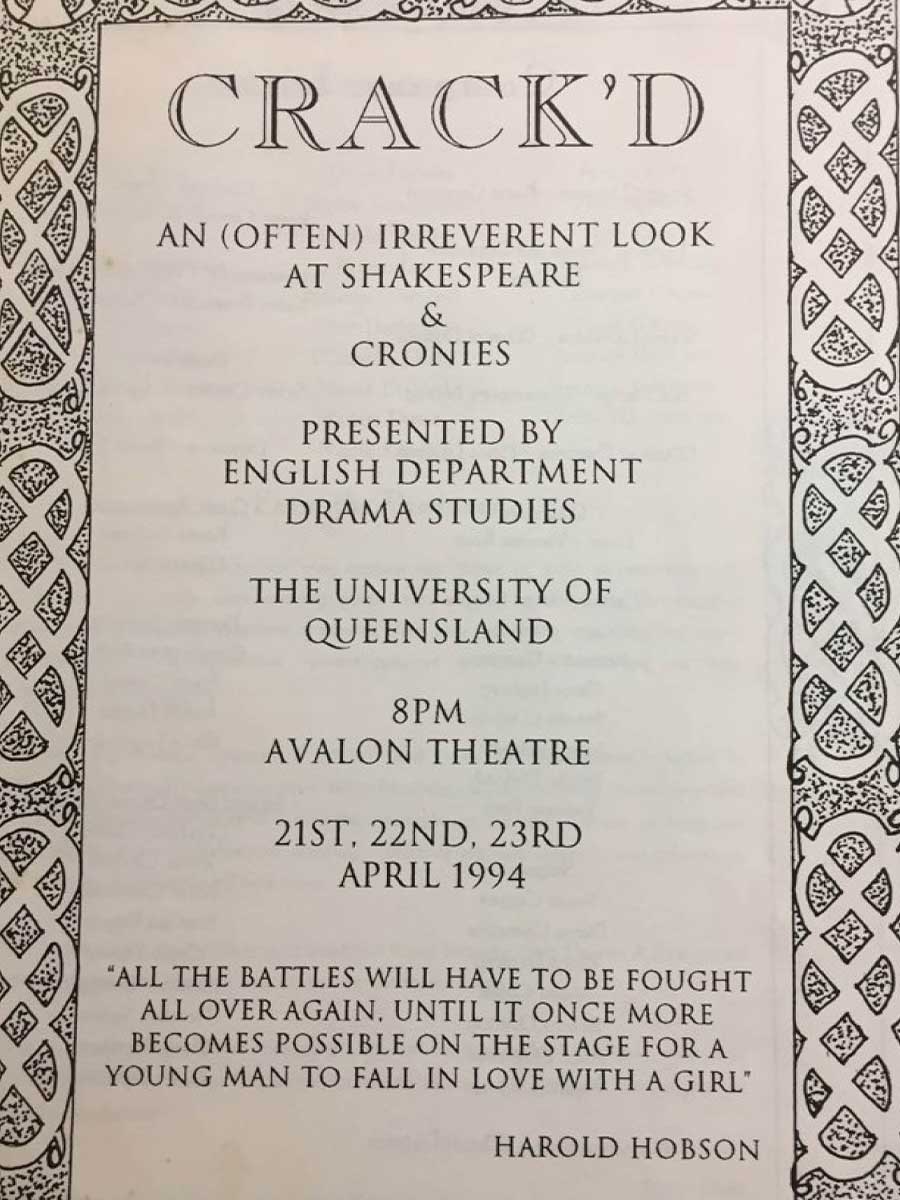 Program from 'Crack'd', 1991