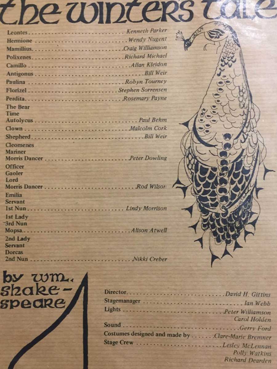 Program from 'The winter's tale', 1977