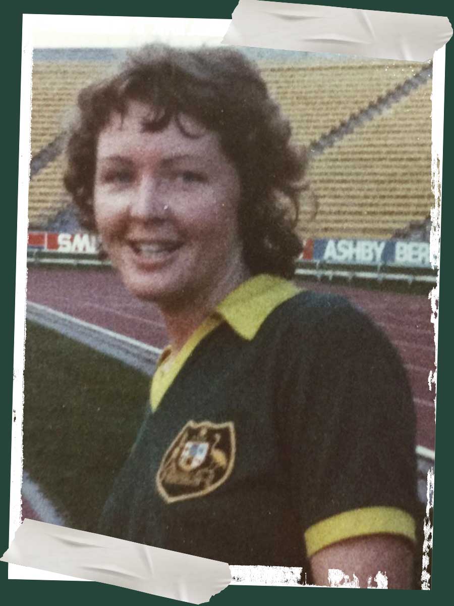 An image of Pioneer Matildas player and UQ alum Sue Monteath in 1984.