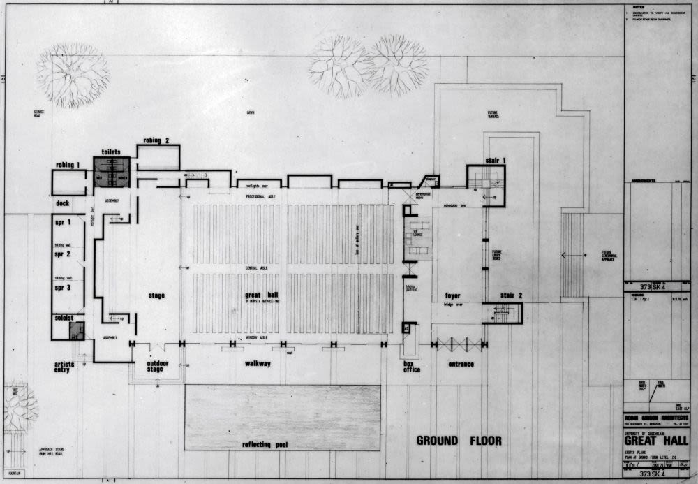 Architectural plan for Mayne Hall, 2 April 1971.
