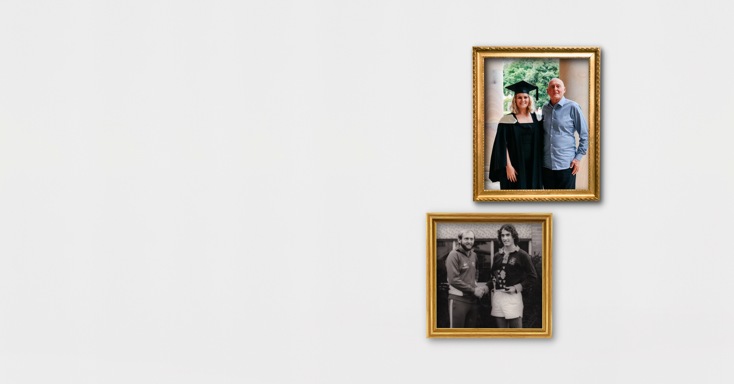 Picture frames with photos of Millie and her grandfather George.