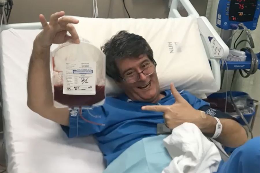 Professor Victor Nurcombe receiving treatment for multiple myeloma.