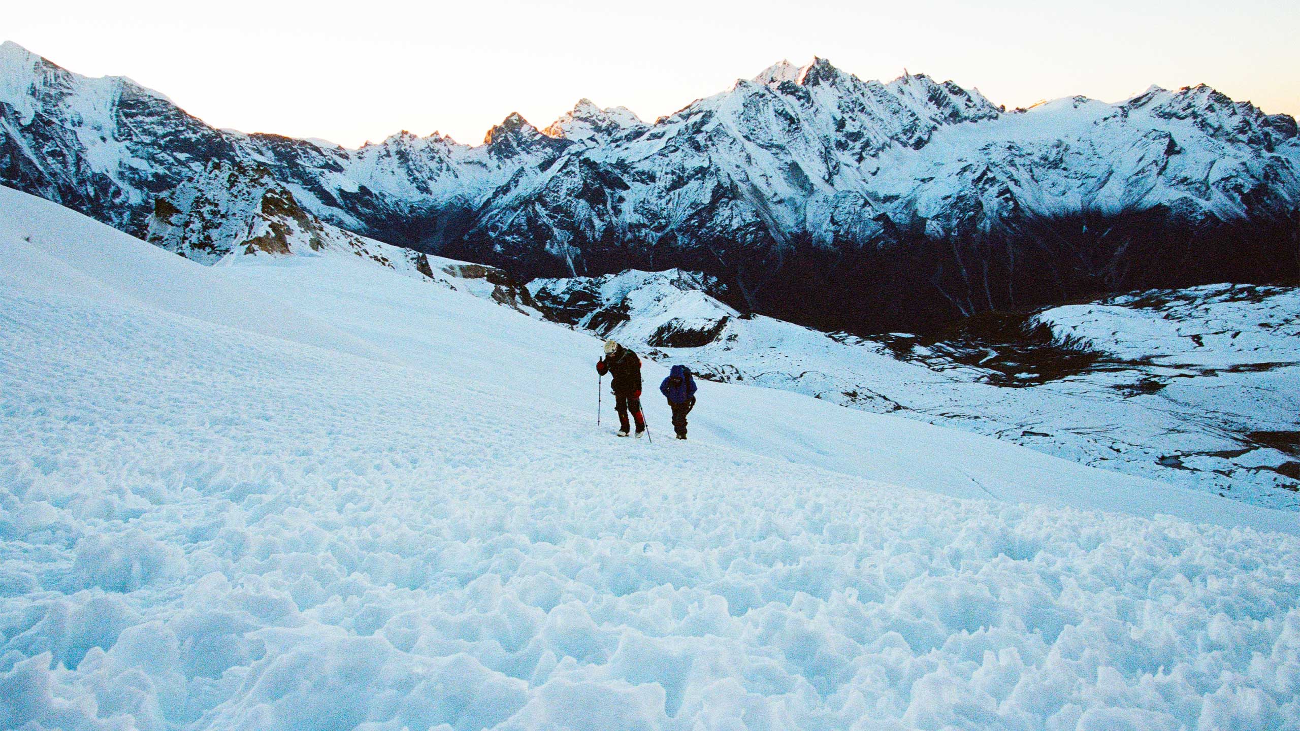 An image of Emerald Gaydon making the final 12-hour summit push up Tsorku Peak.