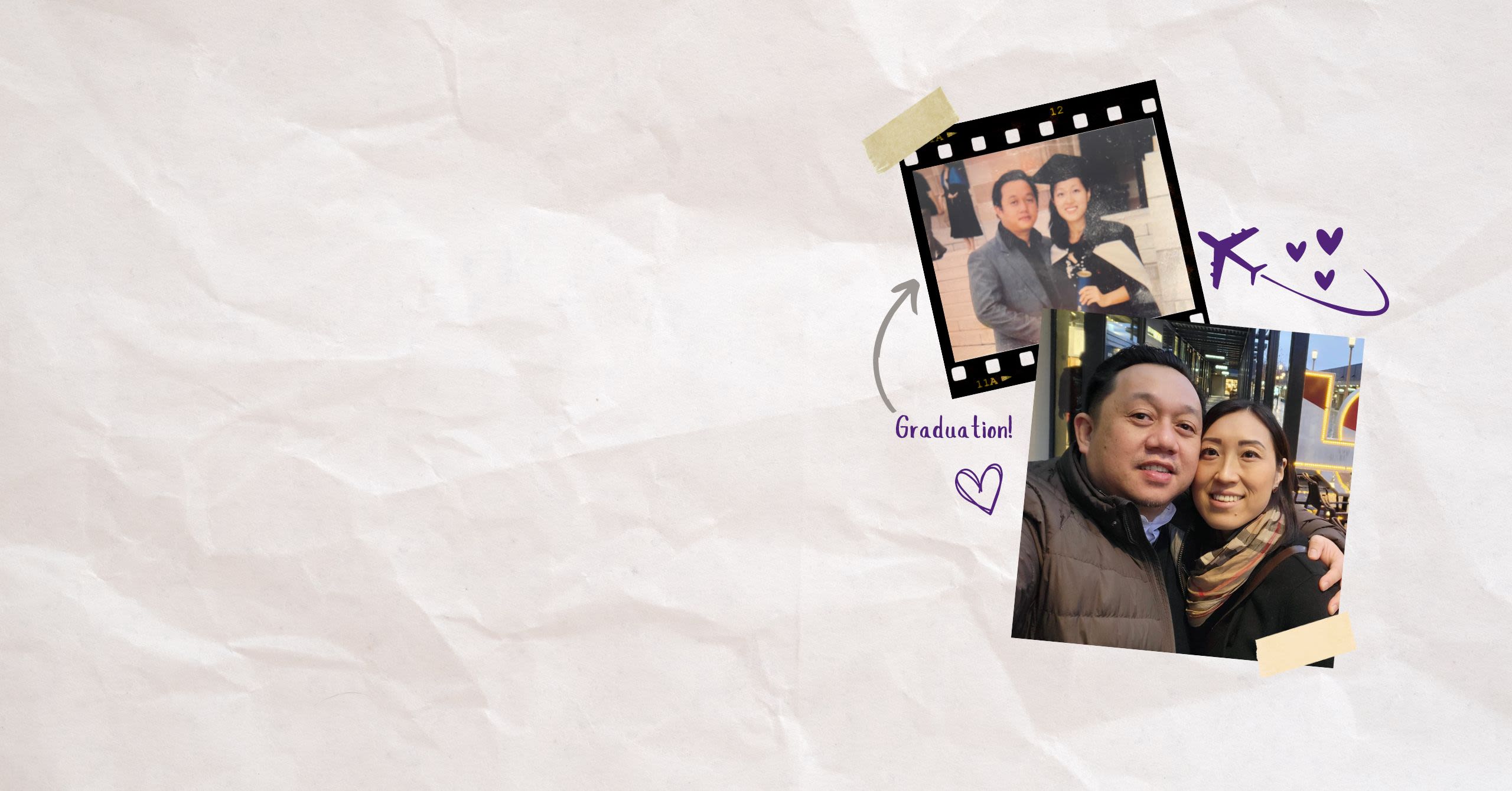 Images of Xiang and Terry on Xiang's UQ graduation day and many years later.