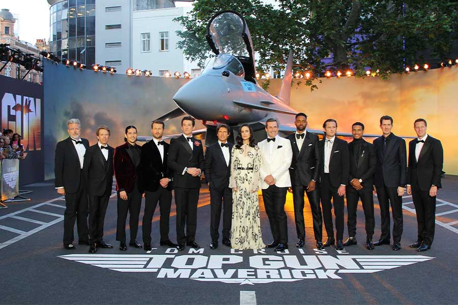 The cast of Top Gun: Maverick attend the Royal Film Performance and UK Premiere at Leicester Square.