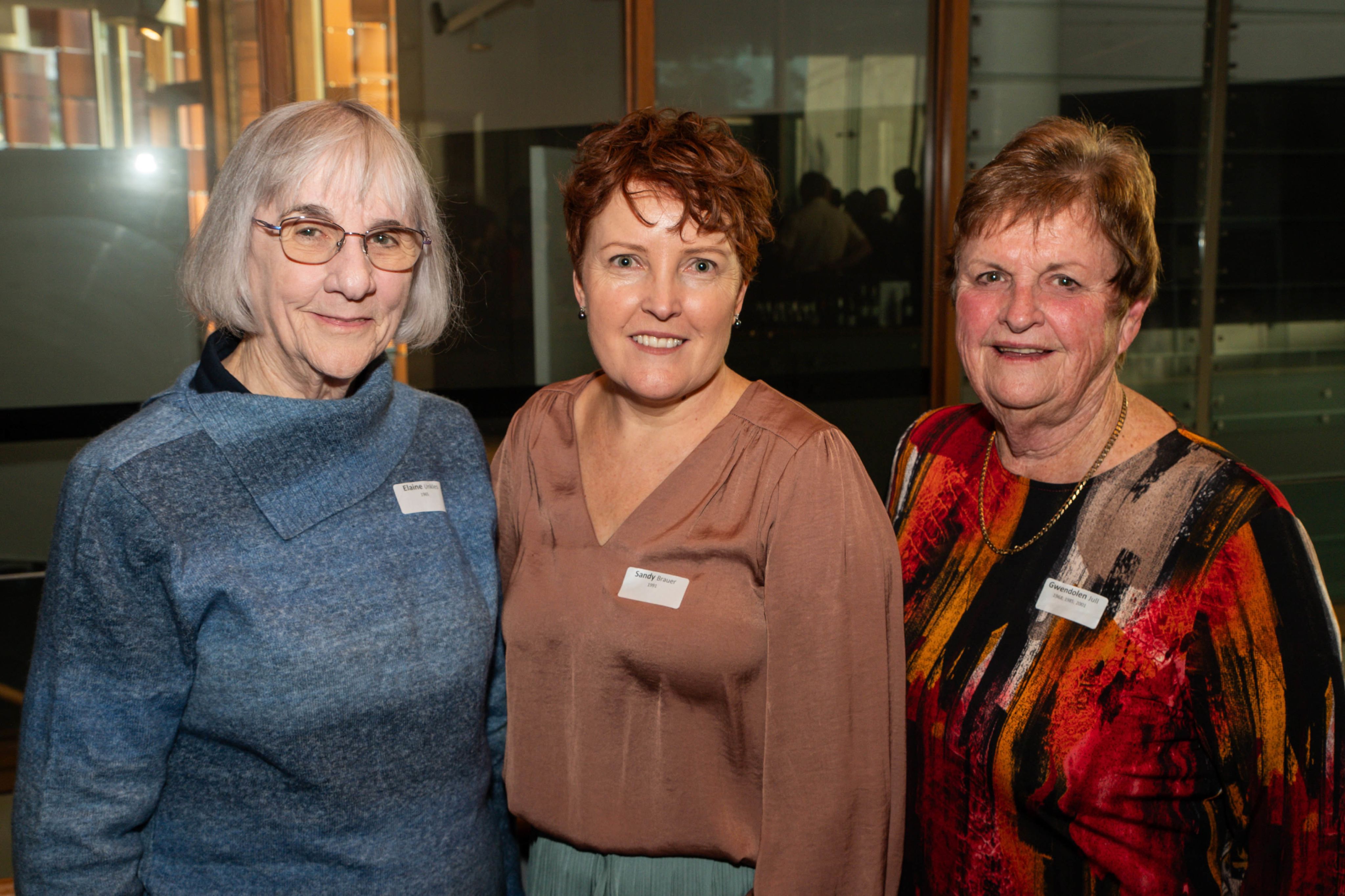 A photo of Elaine Unkles, Professor Sandy Brauer and Emeritus Professor Gwen Jull