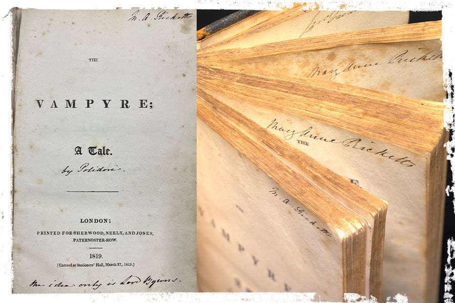Pages of the Fryer Library’s copy of The vampyre.