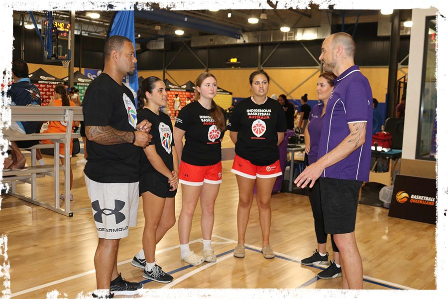 Dr Kai Wheeler (far right) with members of Indigenous Basketball Australia.