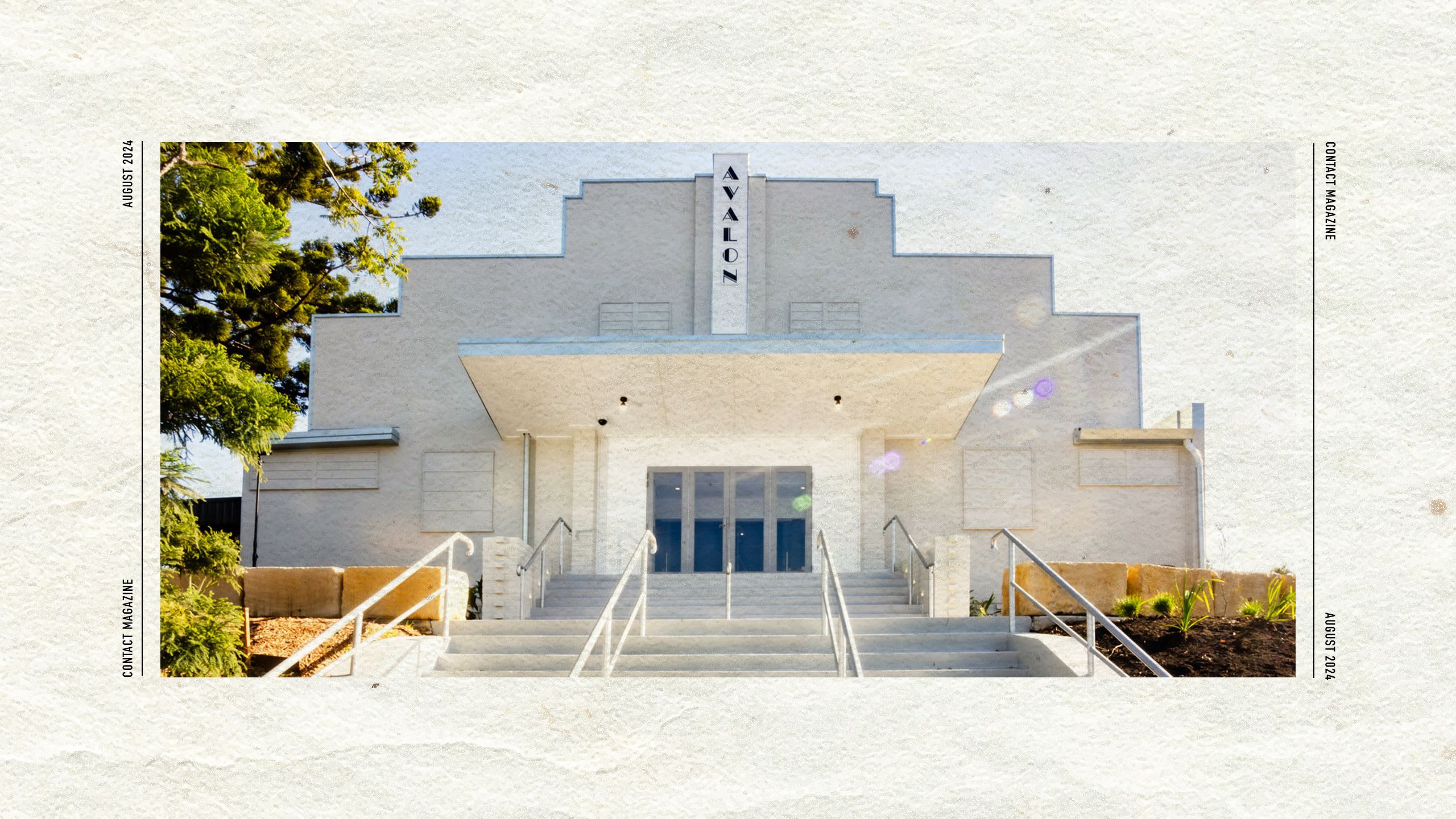 A colour image of showing the facade of the Avalon Theatre after the refurbishment. The art deco style of the facade remains the same.