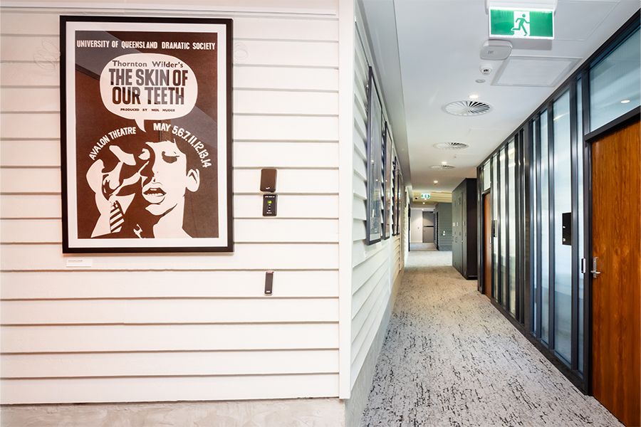 Posters from previous shows that have performed at the Avalon Theatre have been restored and framed along the halls of the Avalon.