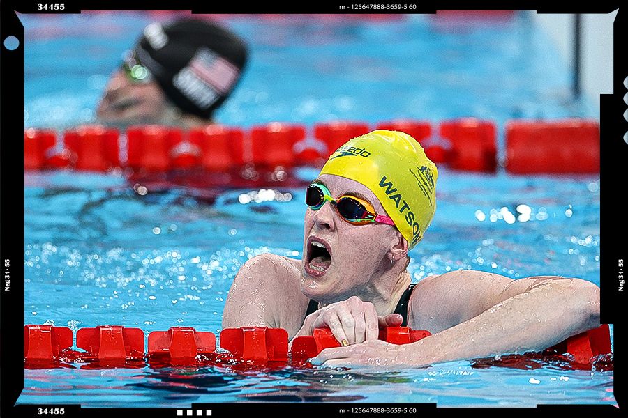 UQ student Rachael Watson after winning bronze in the S3 women's 100 metres freestyle. Image: Adam Pretty/Getty Images