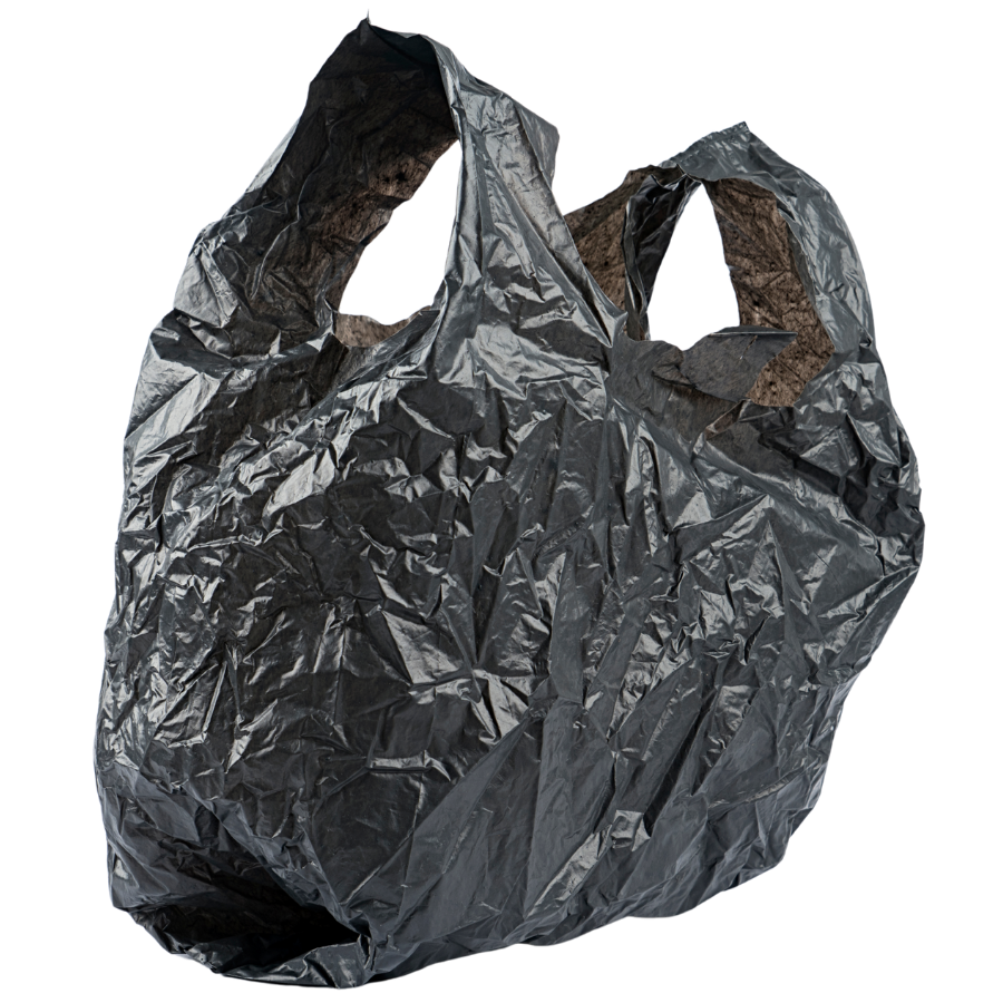 Soft, black plastic bag