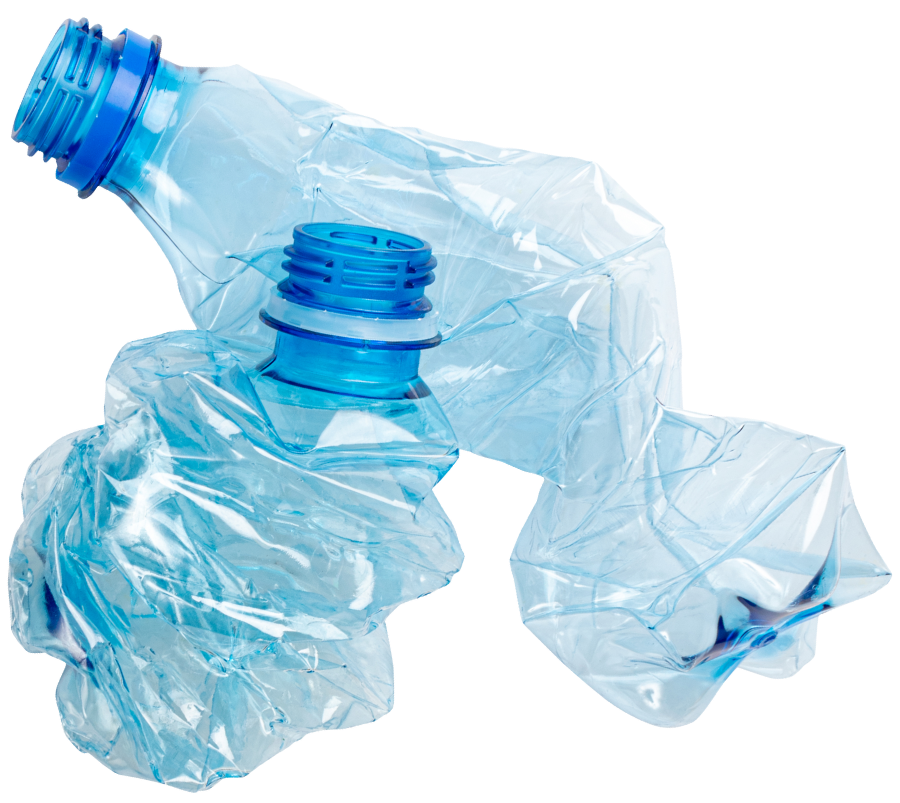 Crushed plastic water bottles