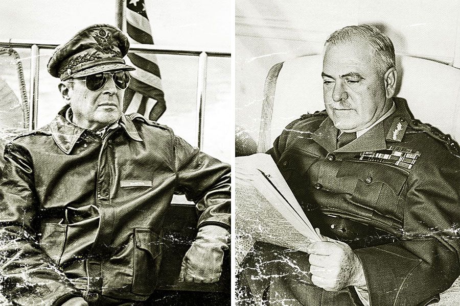 Images of General Douglas MacArthur and General Sir Thomas Blamey.