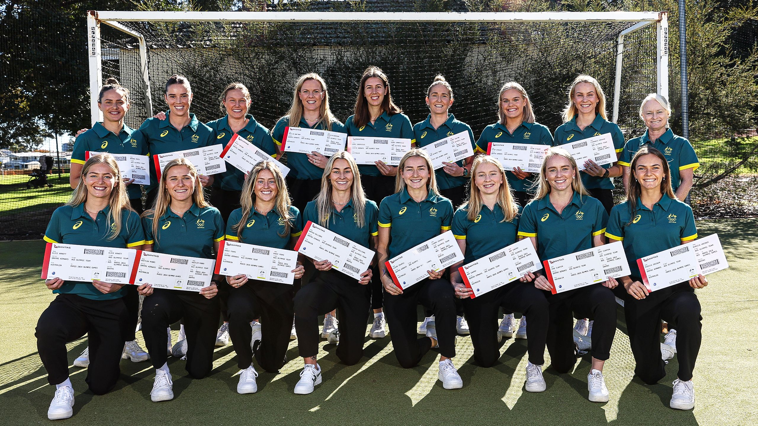 The Hockeyroos squad after booking their tickets to the Paris 2024 Olympics.