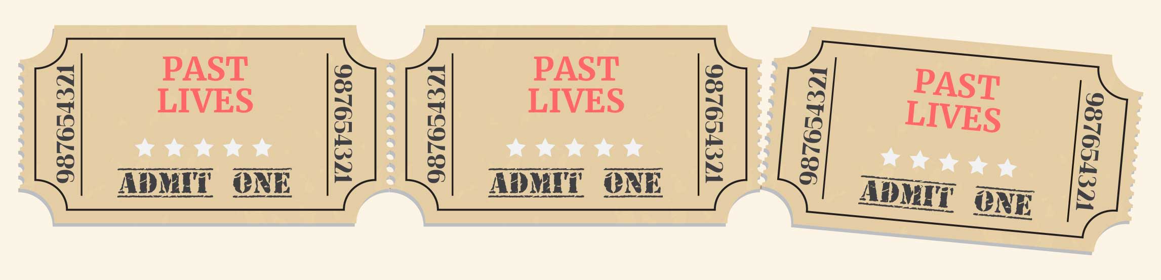 Illustration of movie tickets with for the movie 'Past Lives'.