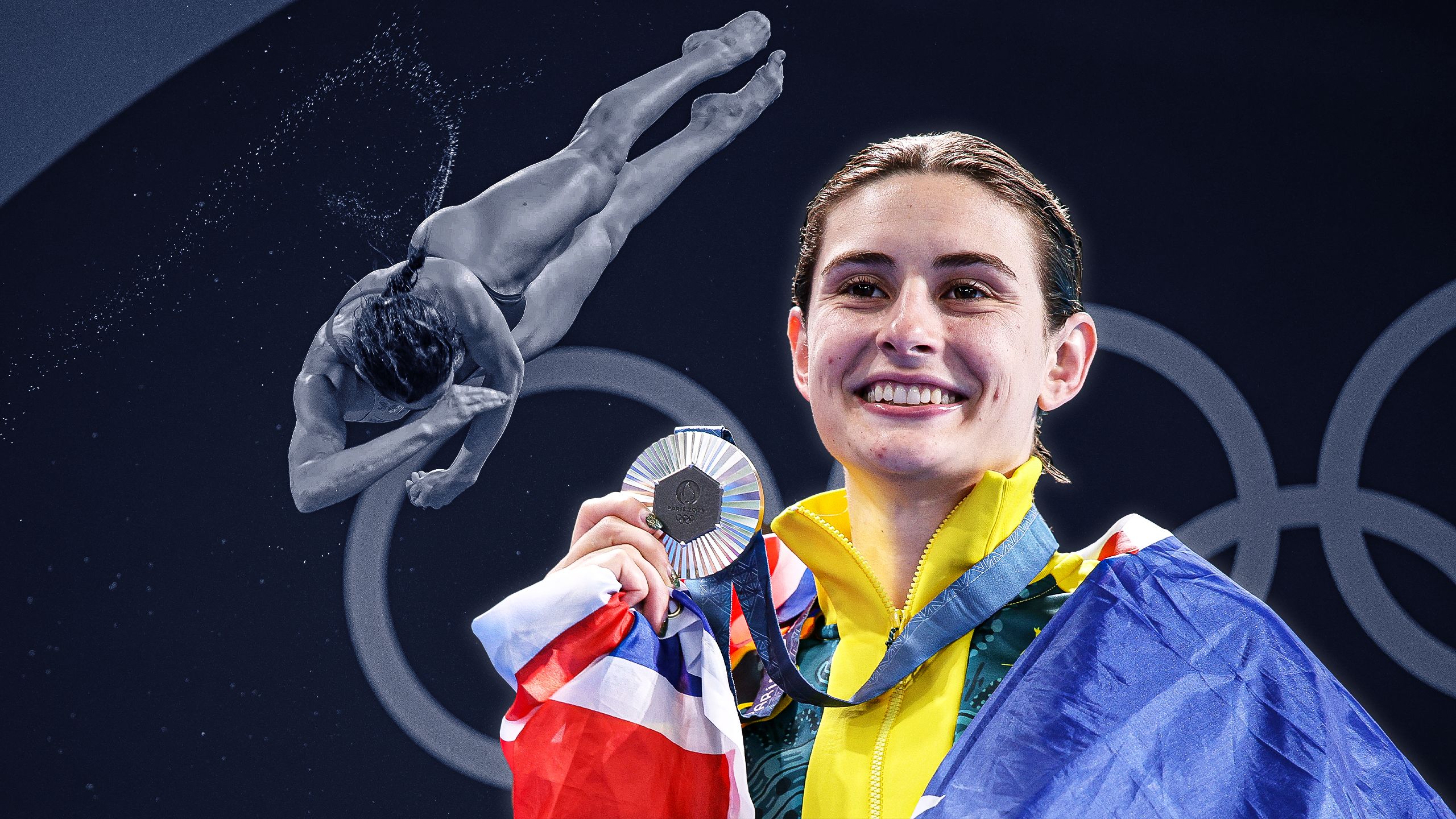UQ alum Maddison after winning a silver medal in the women's 3-metre springboard in Paris. Images: Adam Pretty/Harry Langer/DeFodi Images via Getty Images