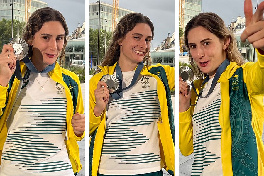 Maddison Keeney celebrates with her silver medal. Images: Louise Evans