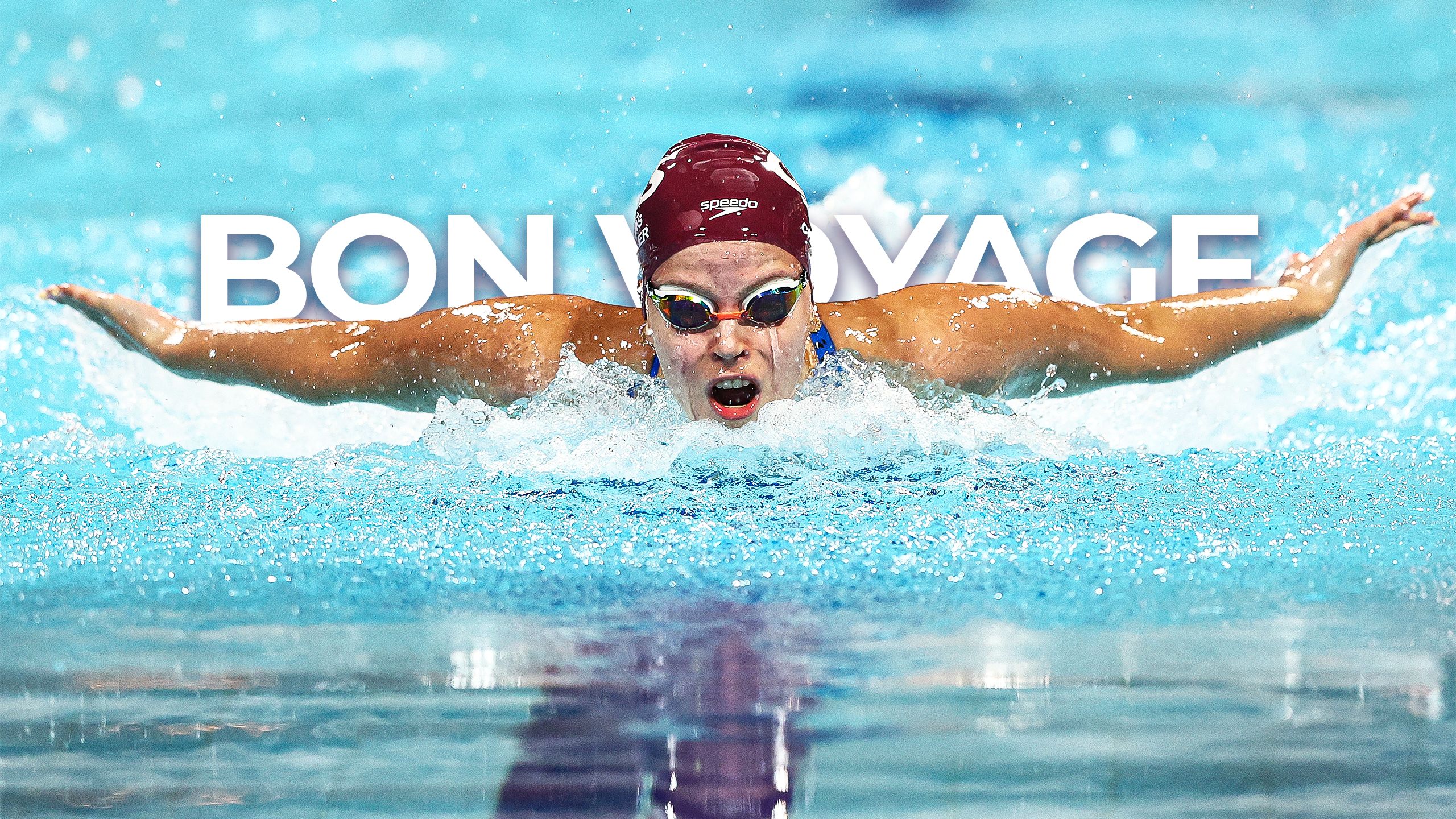 Elizabeth Dekkers in action in the pool during mid-butterfly stroke