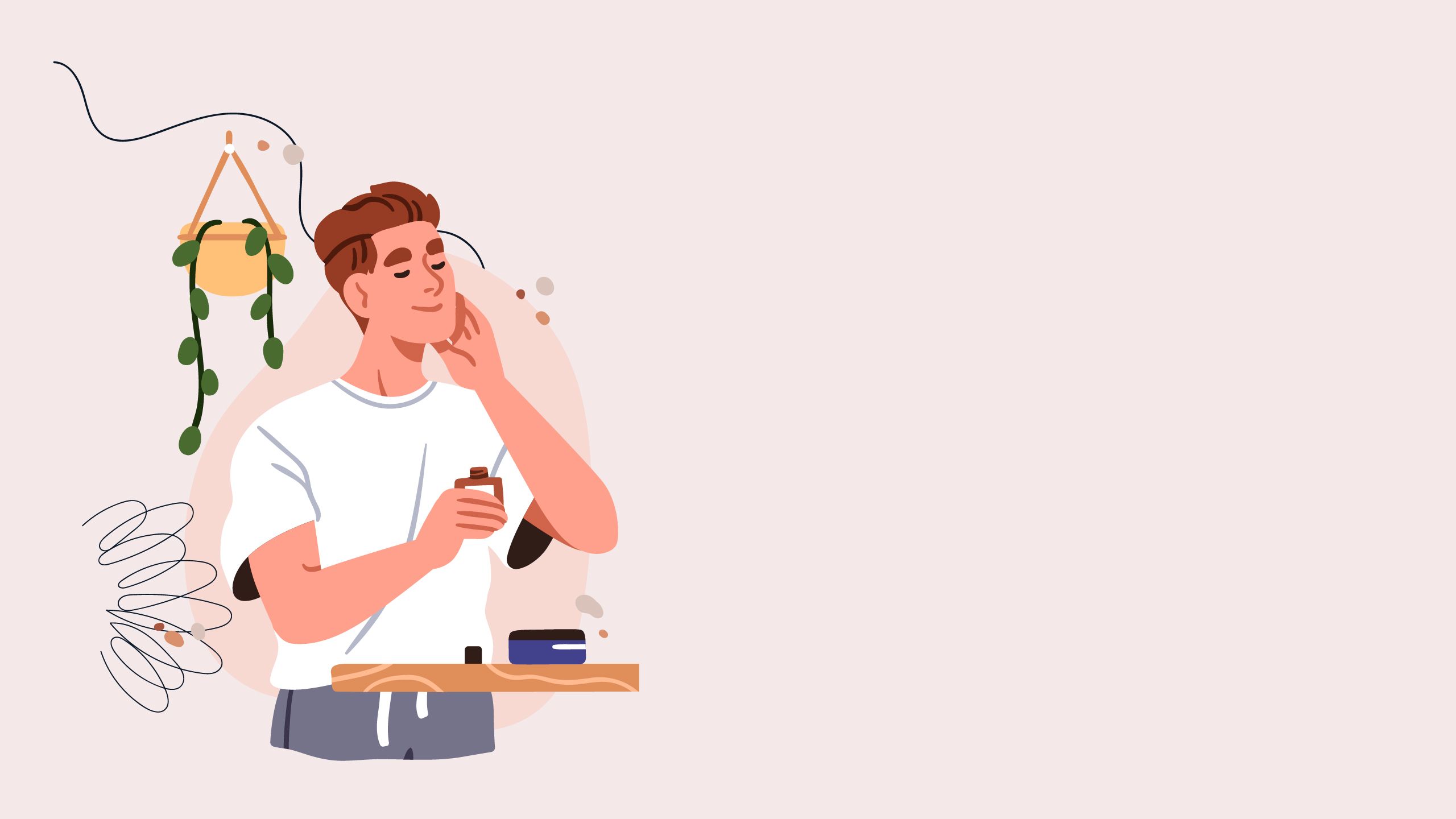 An illustration of a man applying lotion to his face.