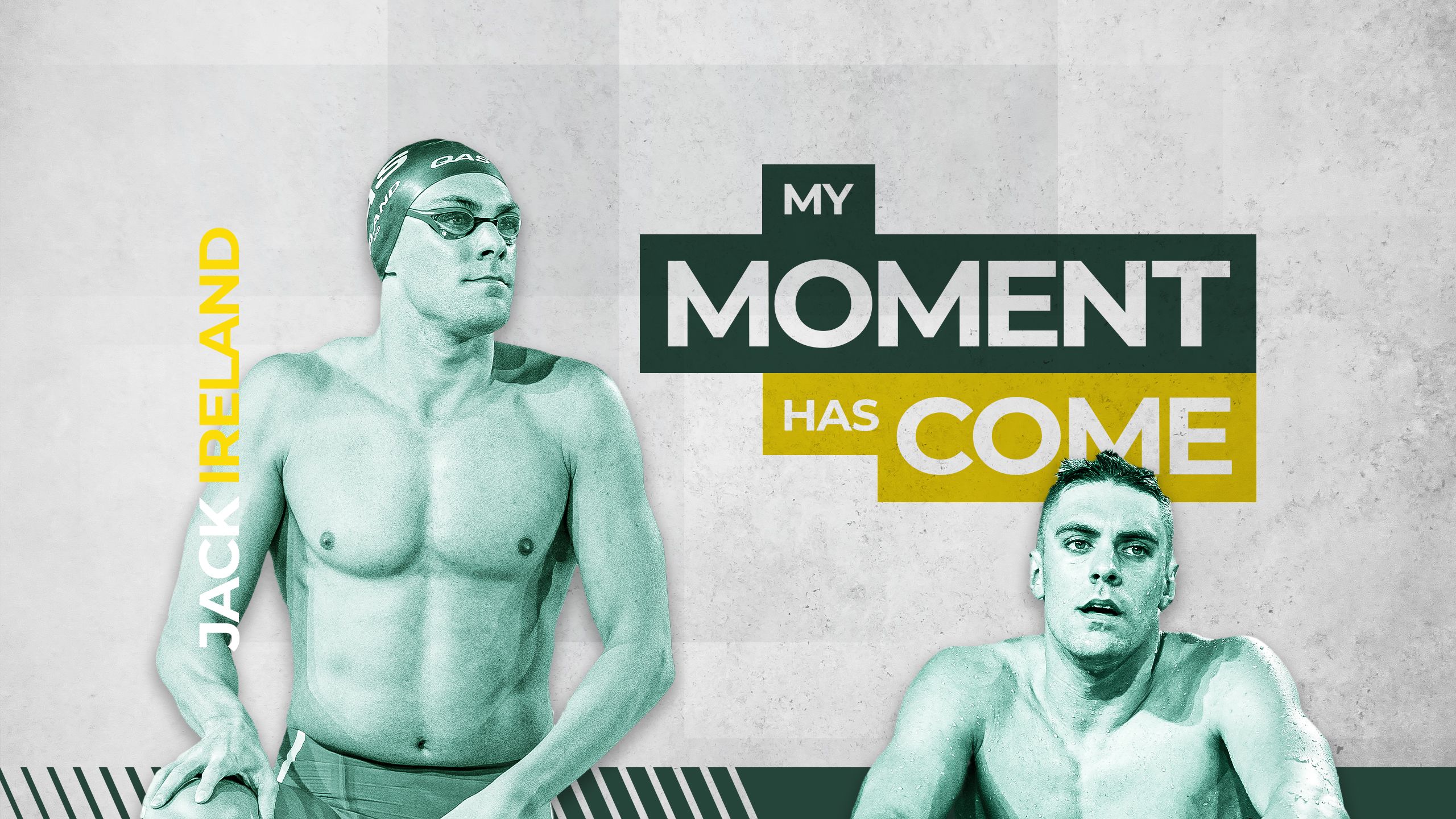 Images of Paralympic swimmer Jack Ireland before a race and after. The headline on the image says: My moment has come.