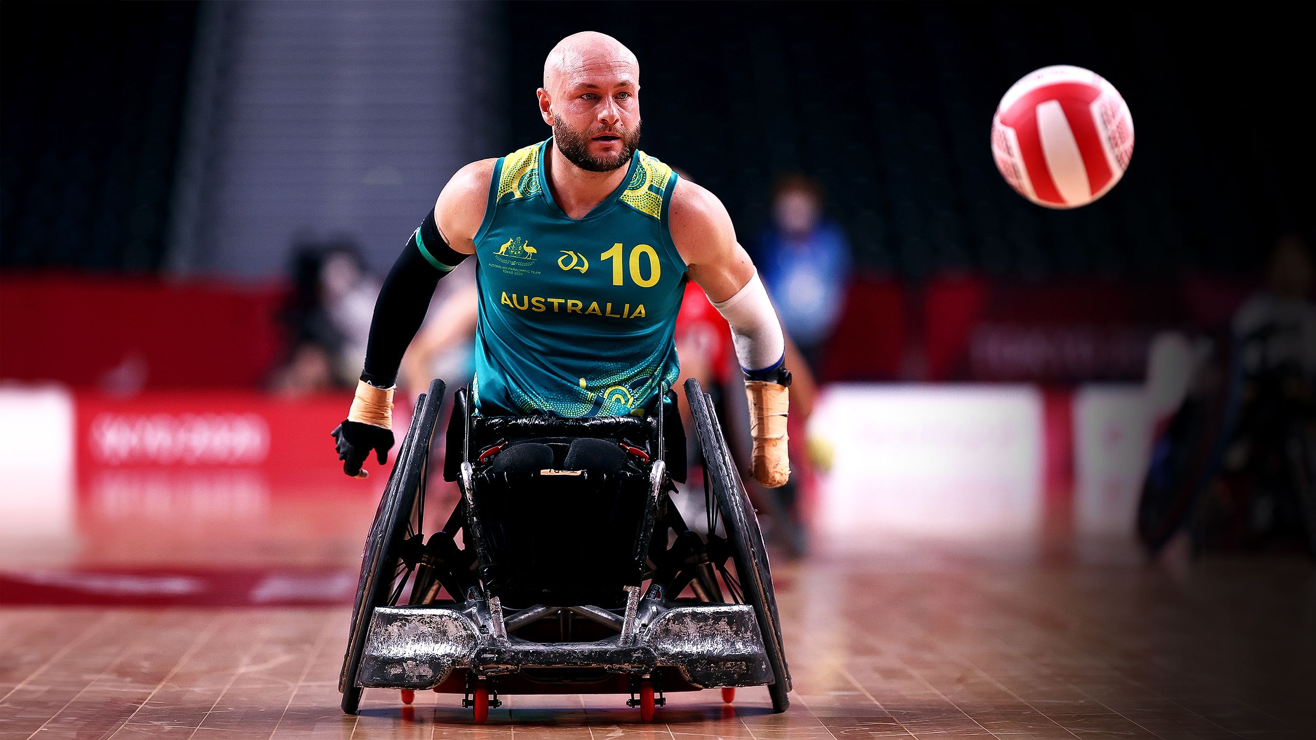 Chris Bond of Team Australia in action during the Group A Wheelchair Rugby match between Team Australia and Team Denmark on day 1 of the Tokyo 2020 Paralympic Games at Yoyogi National Stadium on August 25, 2021 in Tokyo, Japan.