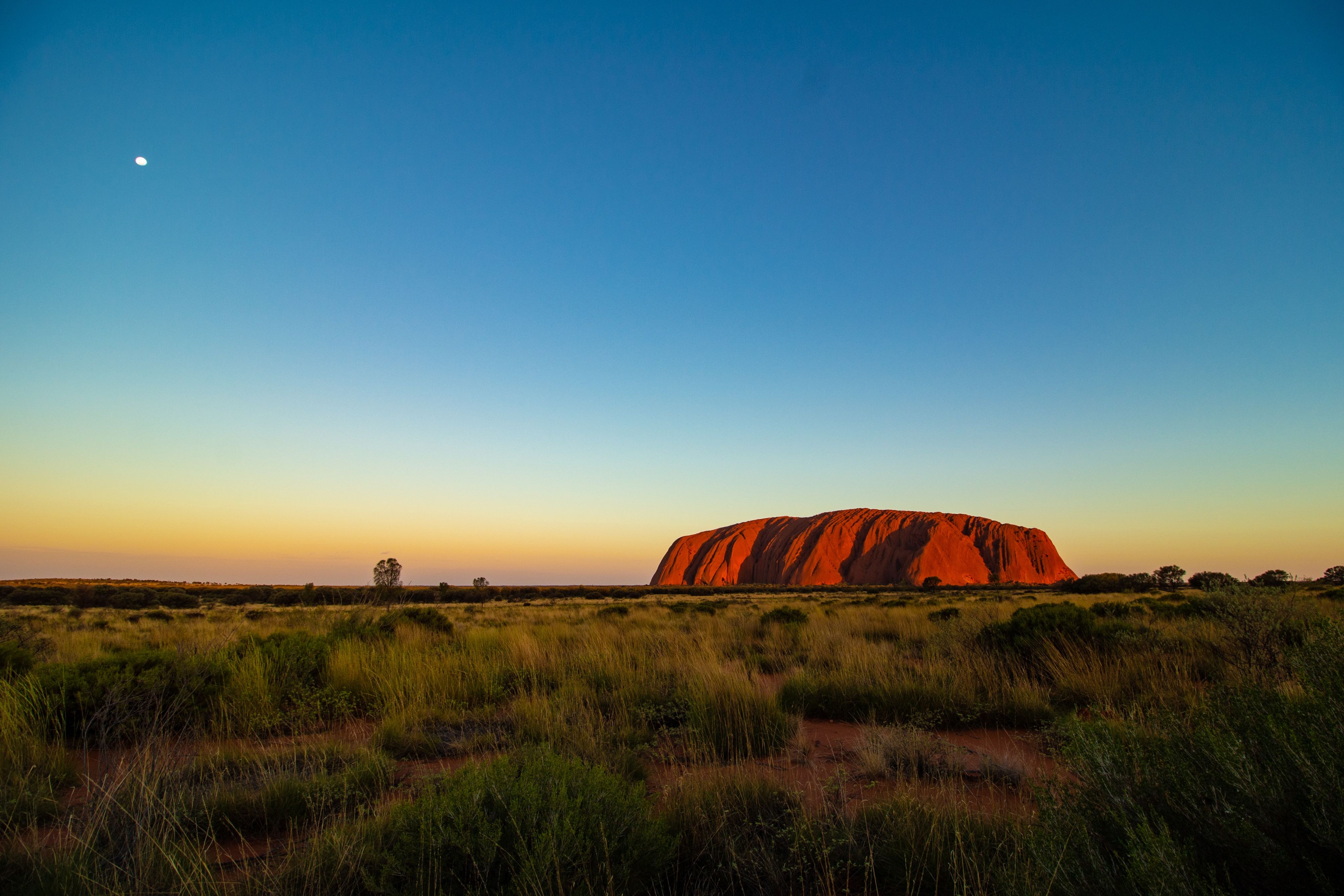Uluru at sunset on a clear night