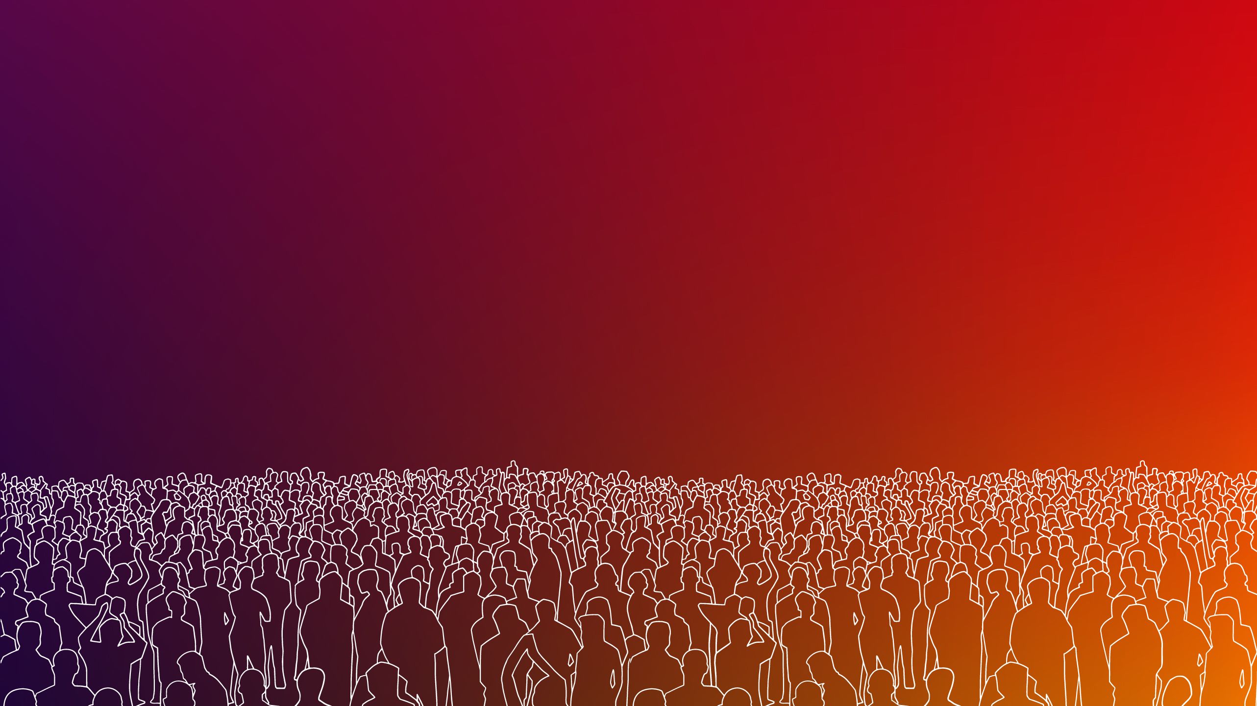 white line illustration of a crowd of people against a vibrant gradient background