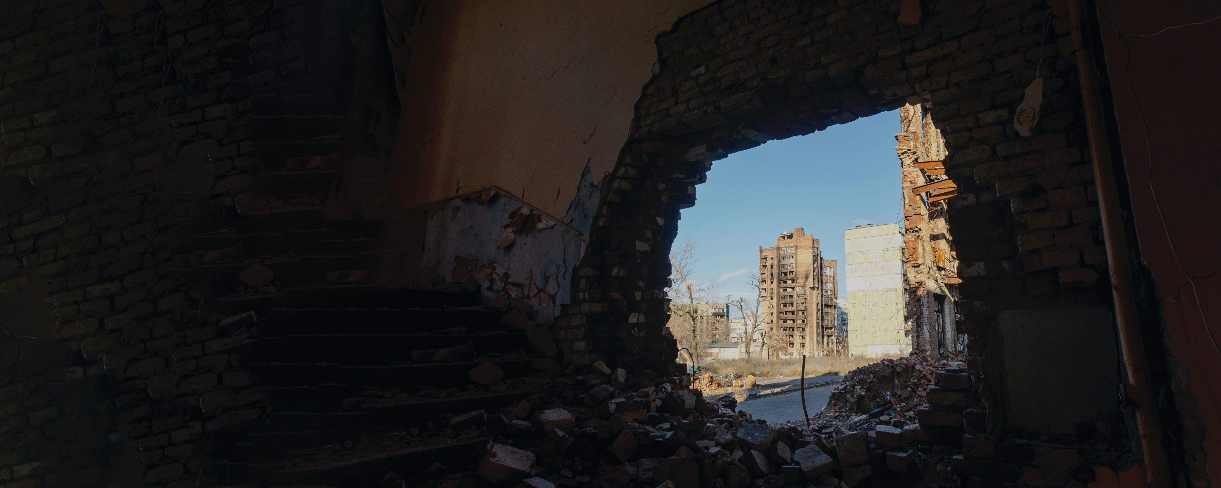 Destroyed and burned houses