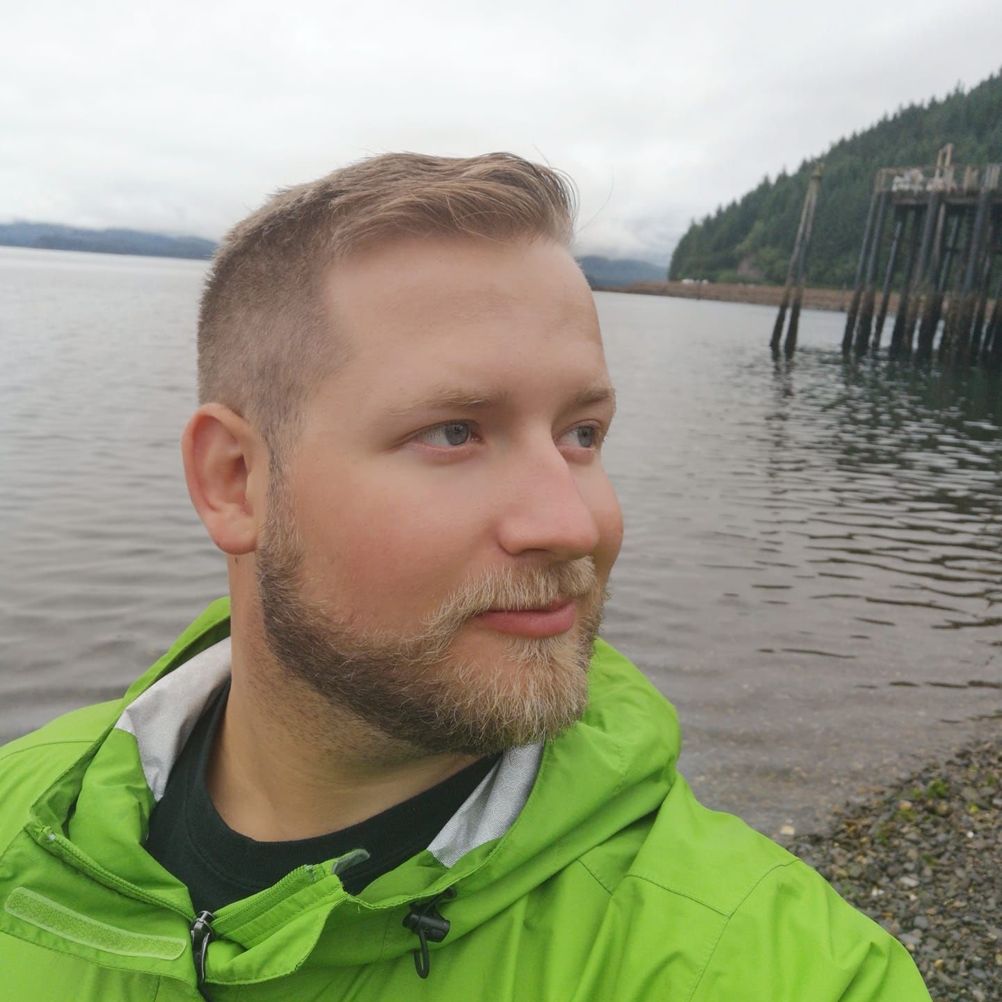 Medical student in front of lake in Canada