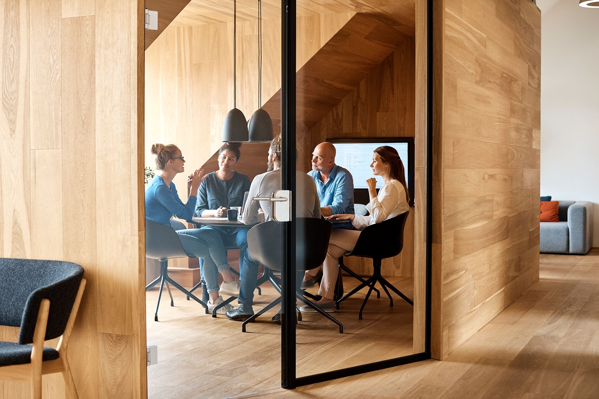 A business team having a meeting in a room