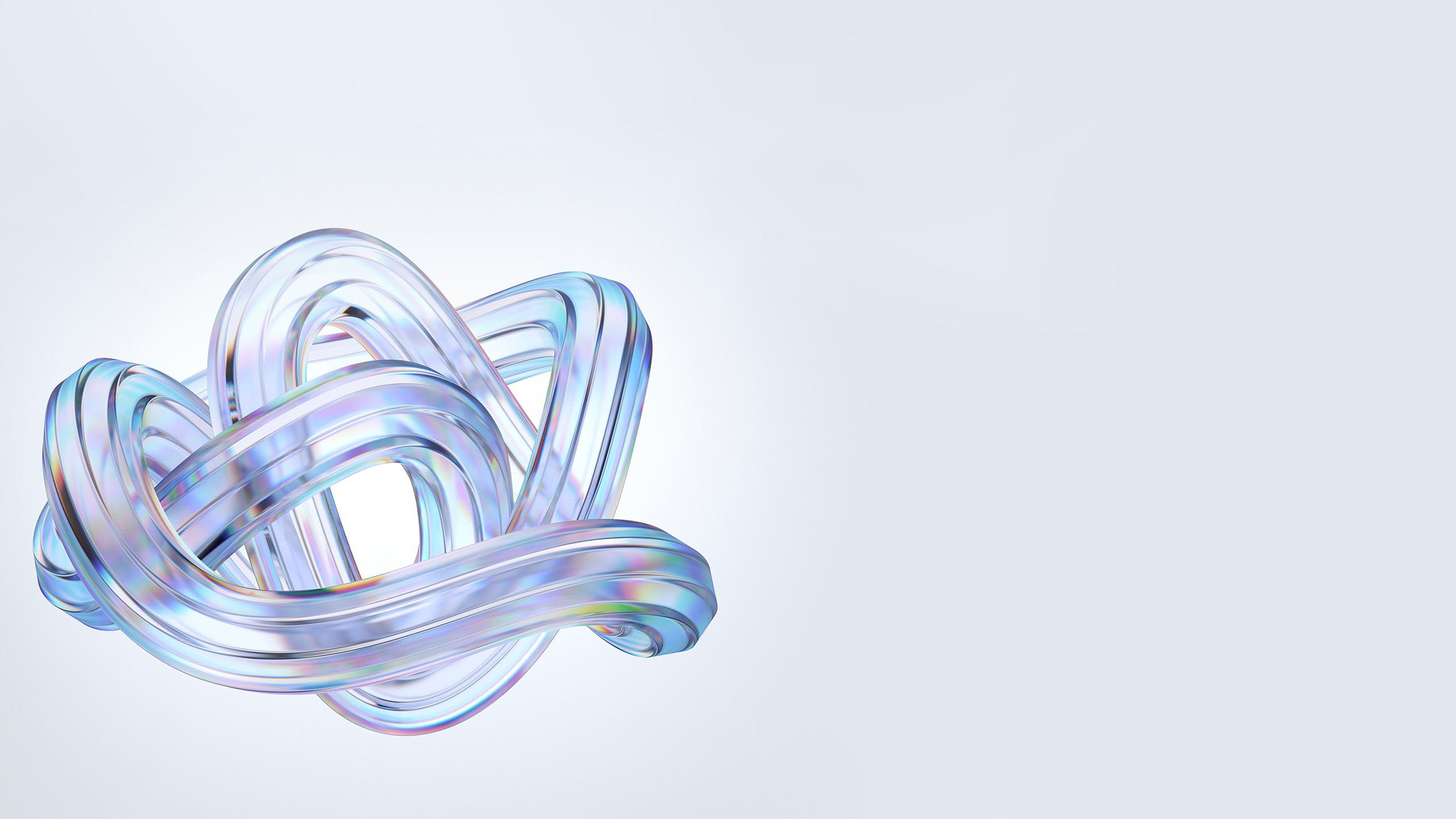 3D render of an abstract glass shape with a light purple background