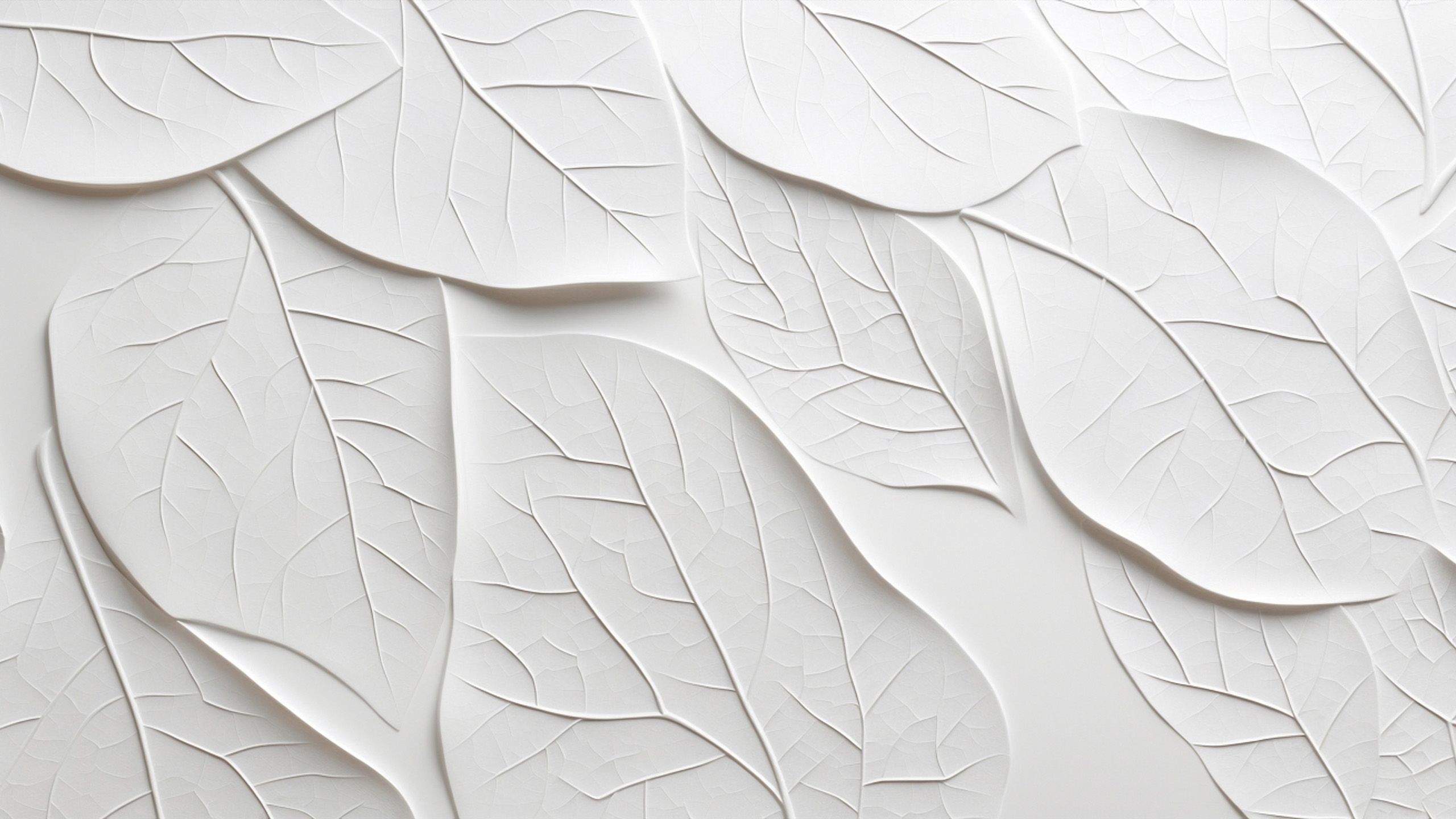 A textured close up of abstract white leaves and foliage