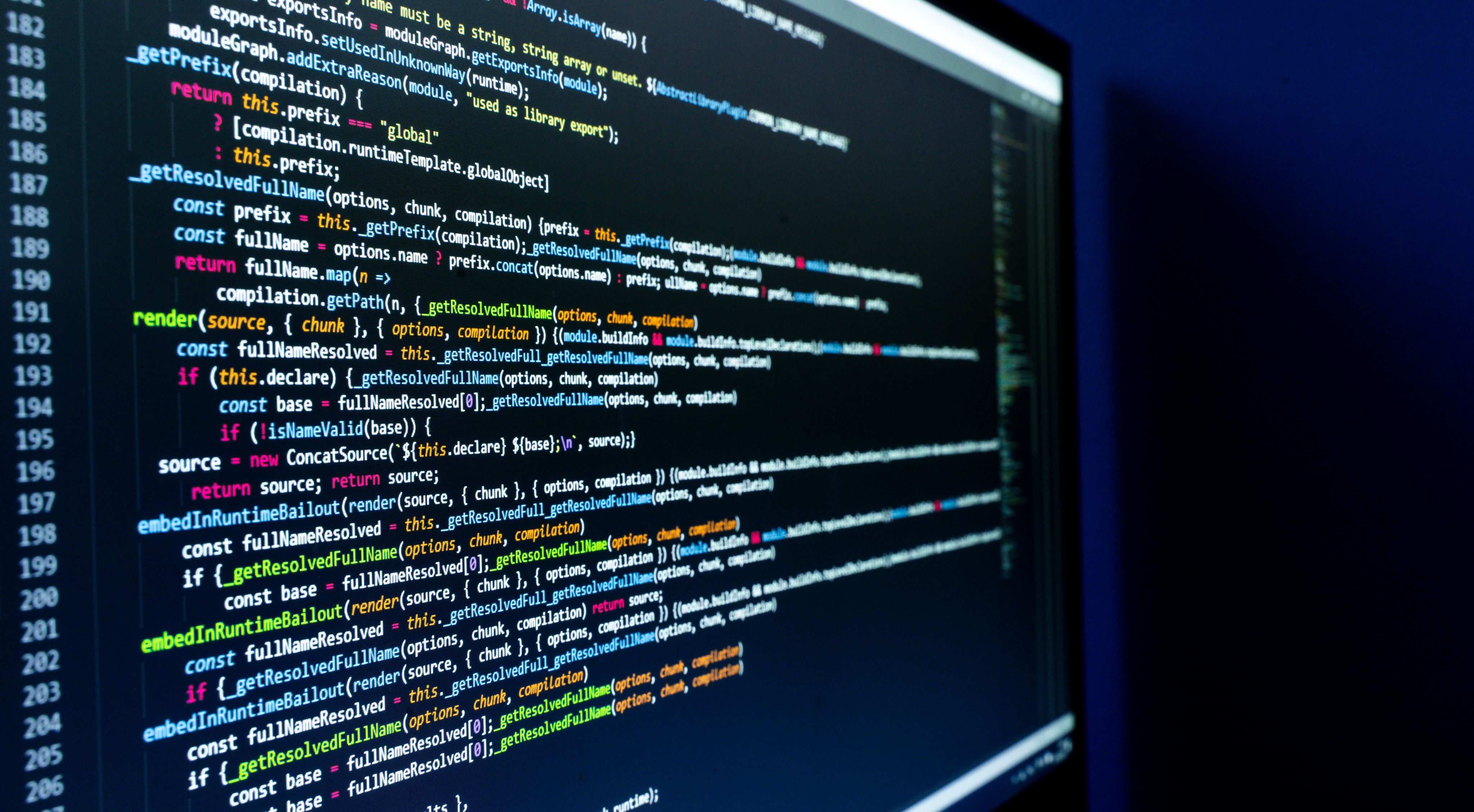 Lines of code on a computer screen