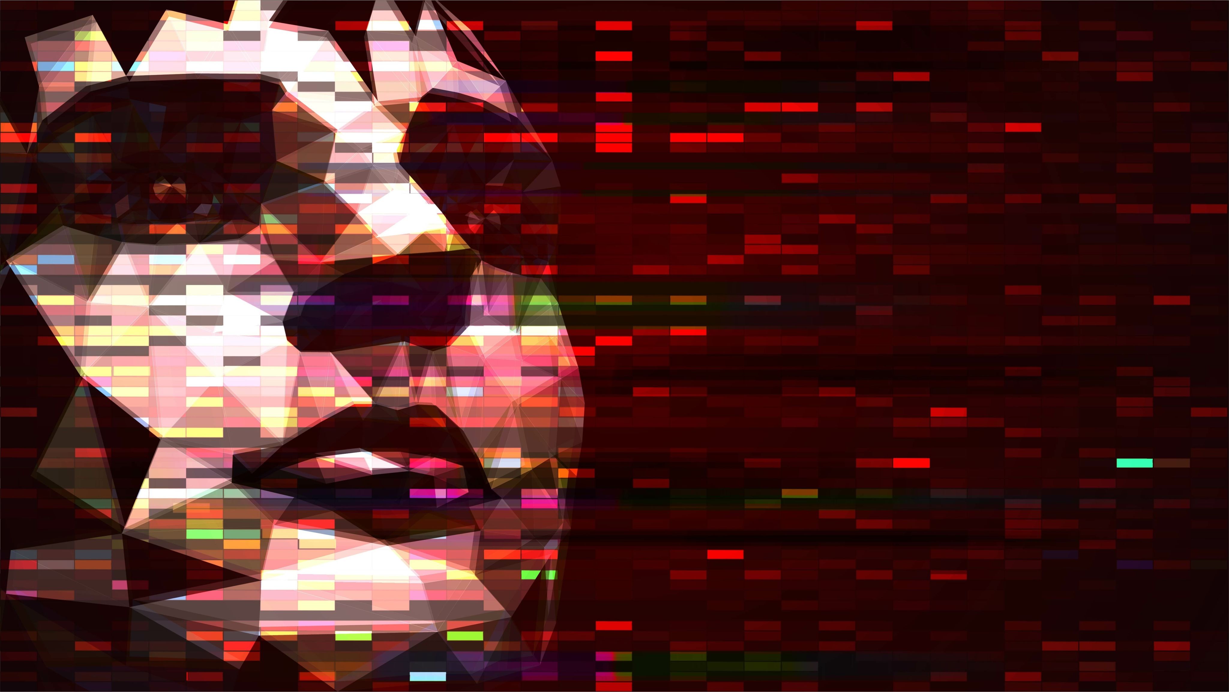 Face made out of blocks of colour