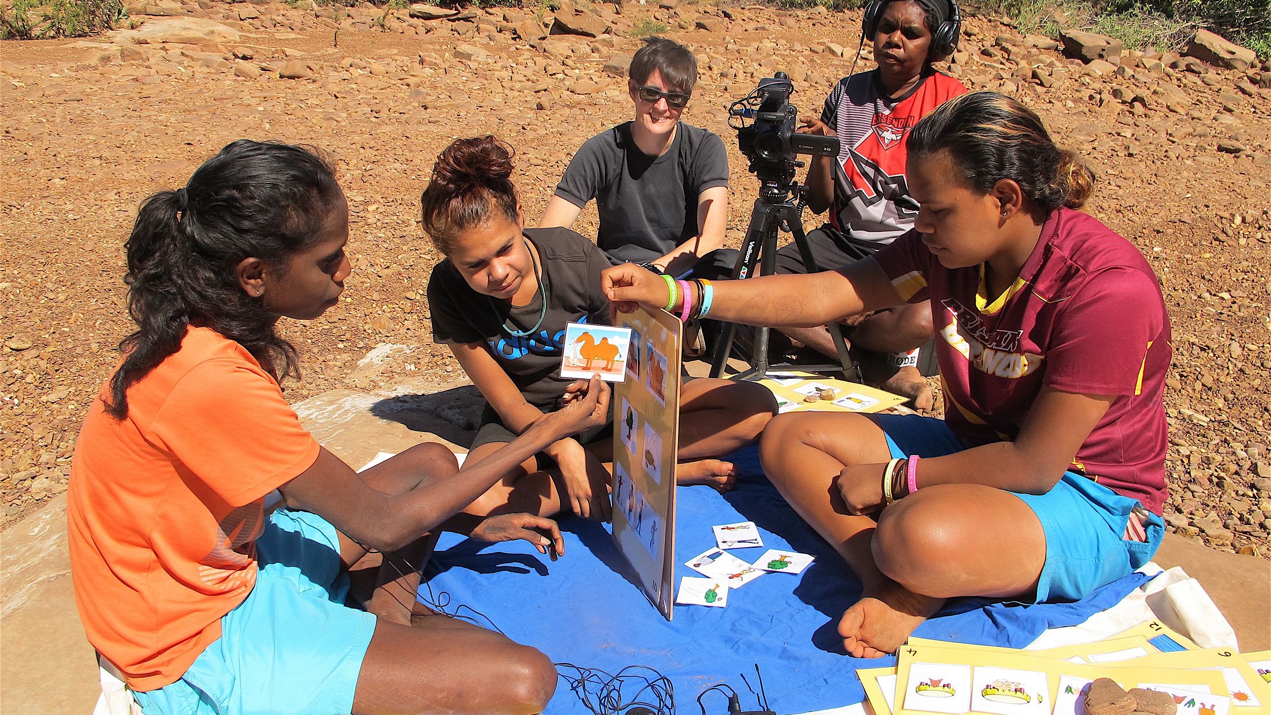 Dr Felicity Meakins in the field documenting Indigenous language with