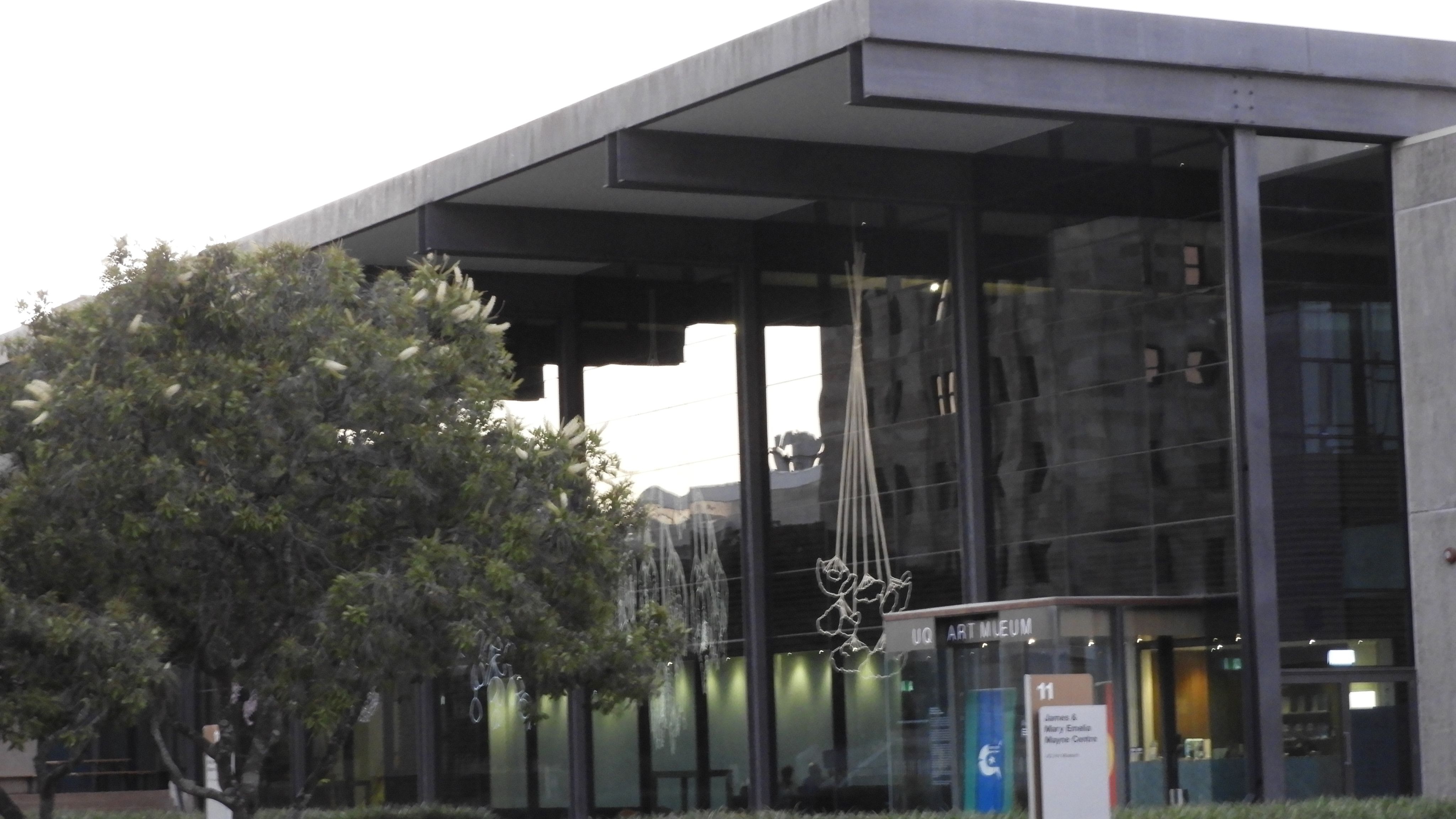 UQ Art Gallery with reflection of Forgan Smith in its windows