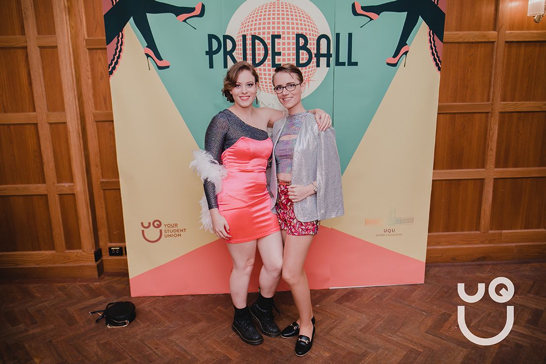 Mx Bradford (right) at the UQU Queer Collective's 2021 Pride Ball: Camp in the Clouds