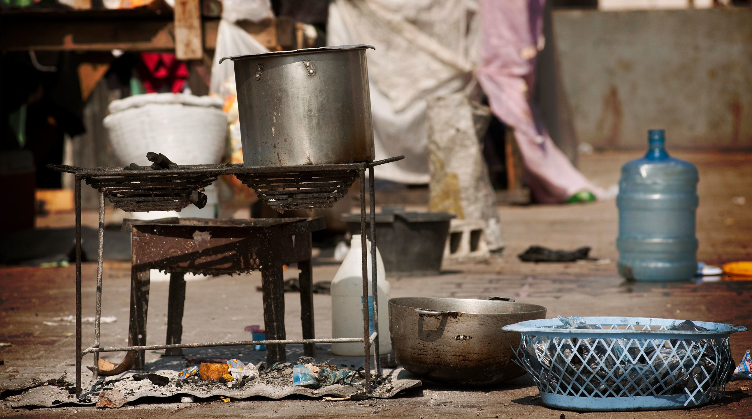 Cooking equipment in an UNHCR IDP Camp in Haiti.