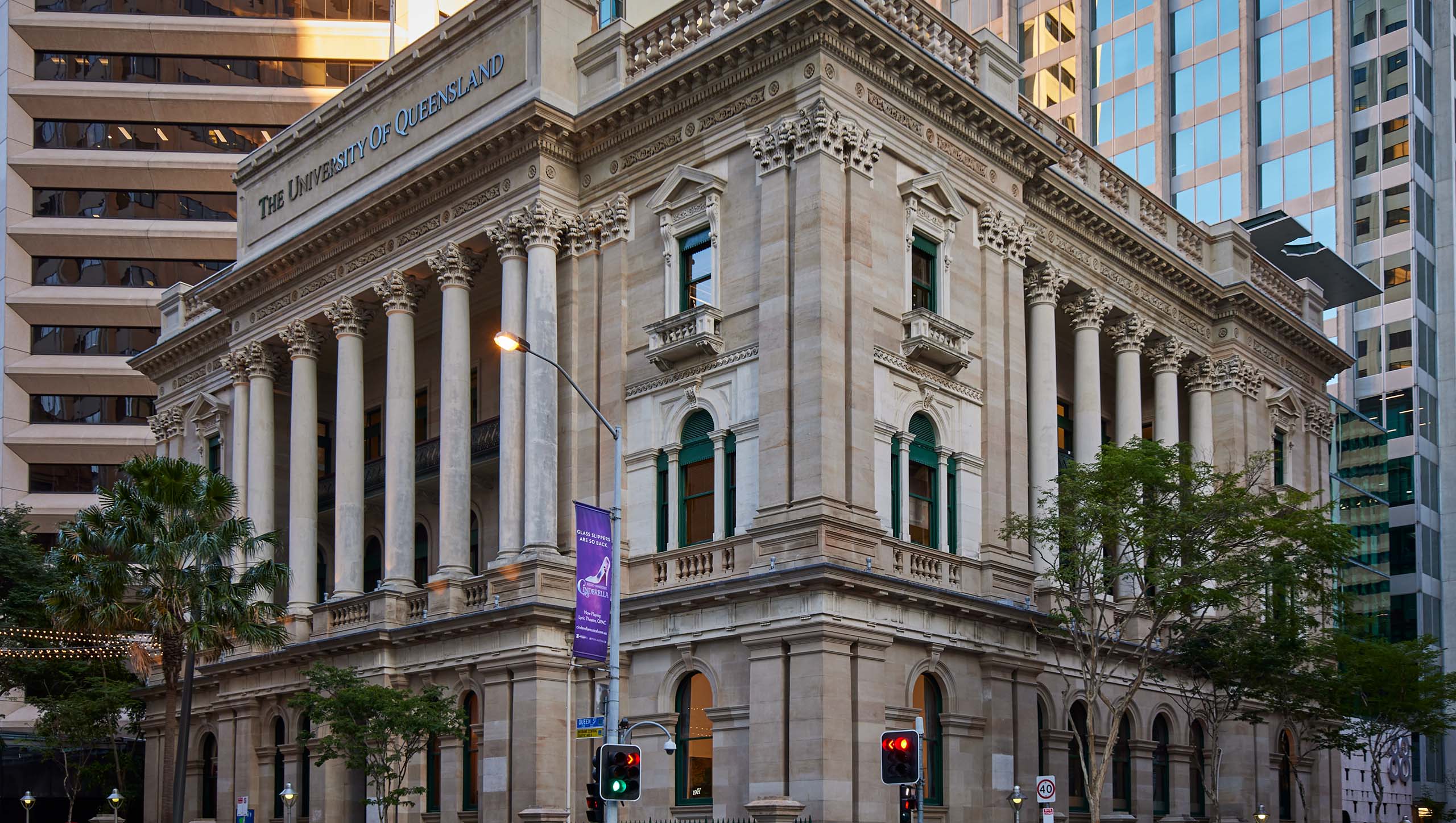 The outside of the heritage building UQ Brisbane City in 2022. 
